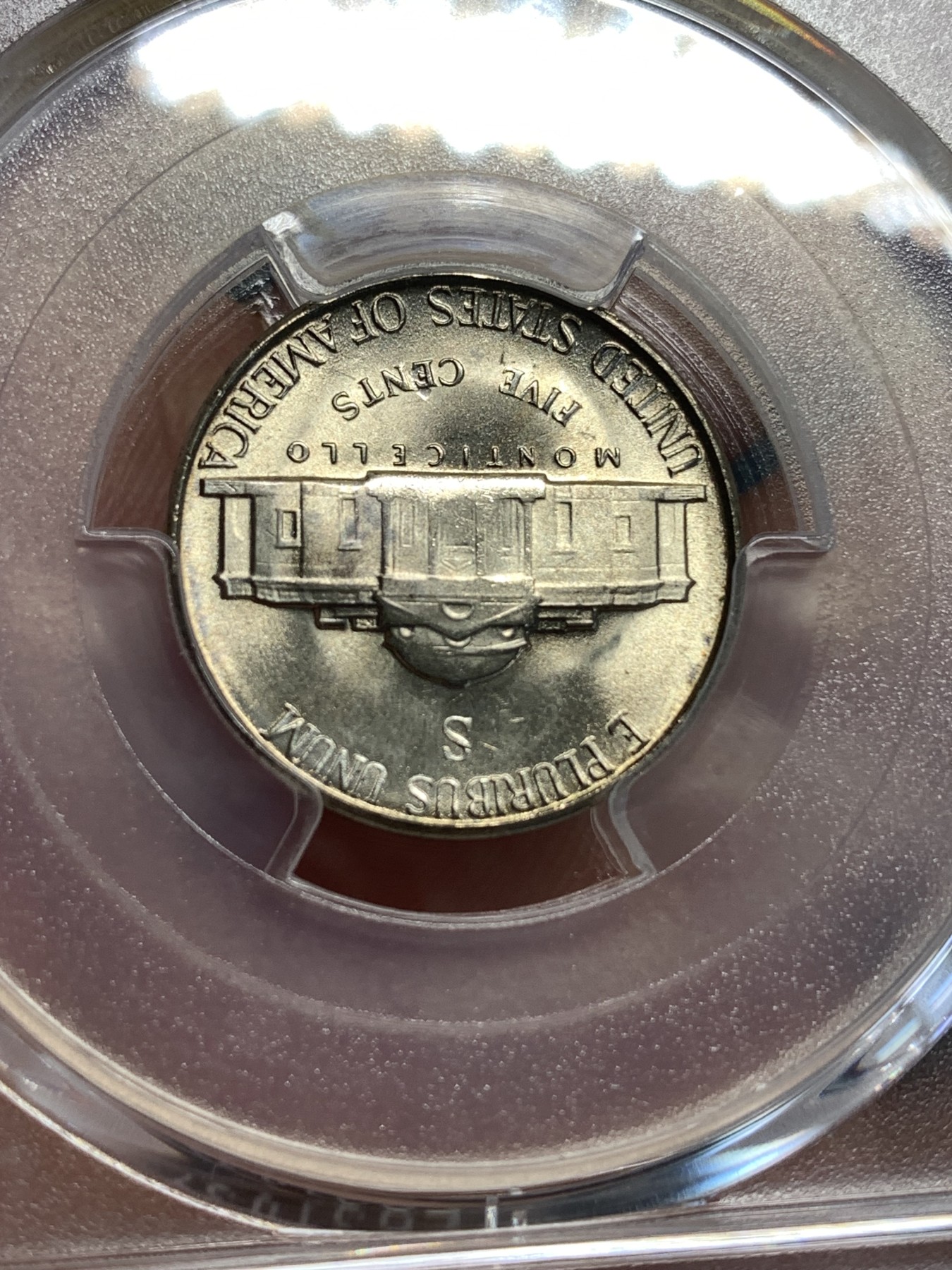 《竞宝斋》第187场-周日，周一 2场 (全场包邮) PCGS-MS65 美国 杰弗逊 1945年 战时5美分 低银版（仅1942-1945年含银，其余皆为镍币）