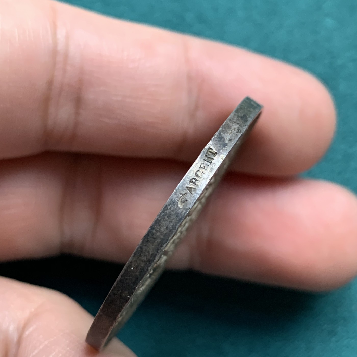 《竞宝斋》第187场-周日，周一 2场 (全场包邮) 法国 1845-1860 法律与习俗银质代币 16g  36.2mm 手指铭银标