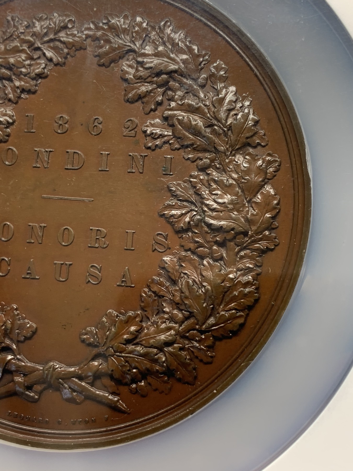 《竞宝斋》第187场-周日，周一 2场 (全场包邮) NGC MS65BN 英国 1862年 伦敦世博会大铜章，浮雕立体生动，英国历史章牌系列。附带原盒