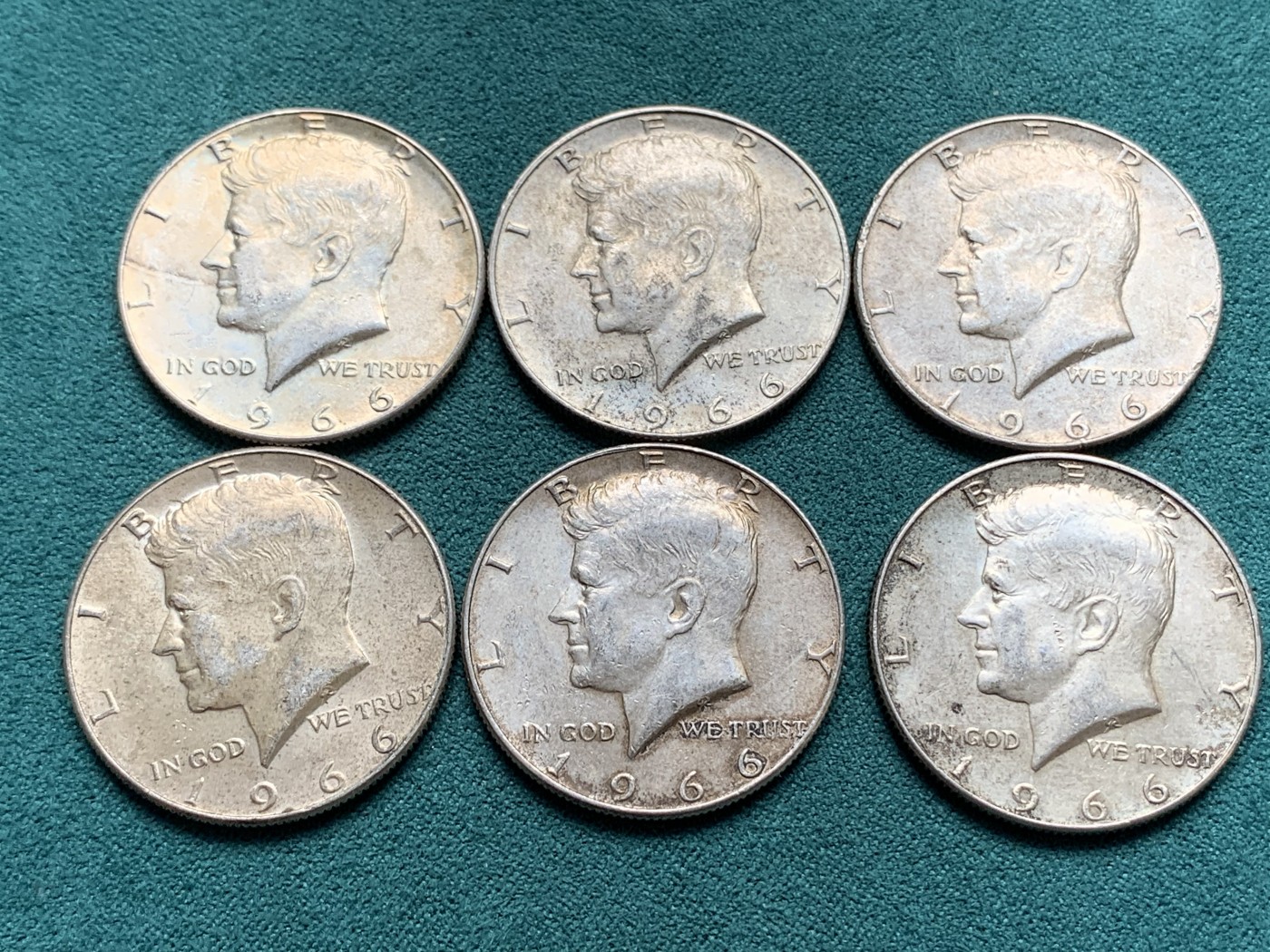 《竞宝斋》第187场-周日，周一 2场 (全场包邮) 美国肯尼迪半美元银币 6枚一组