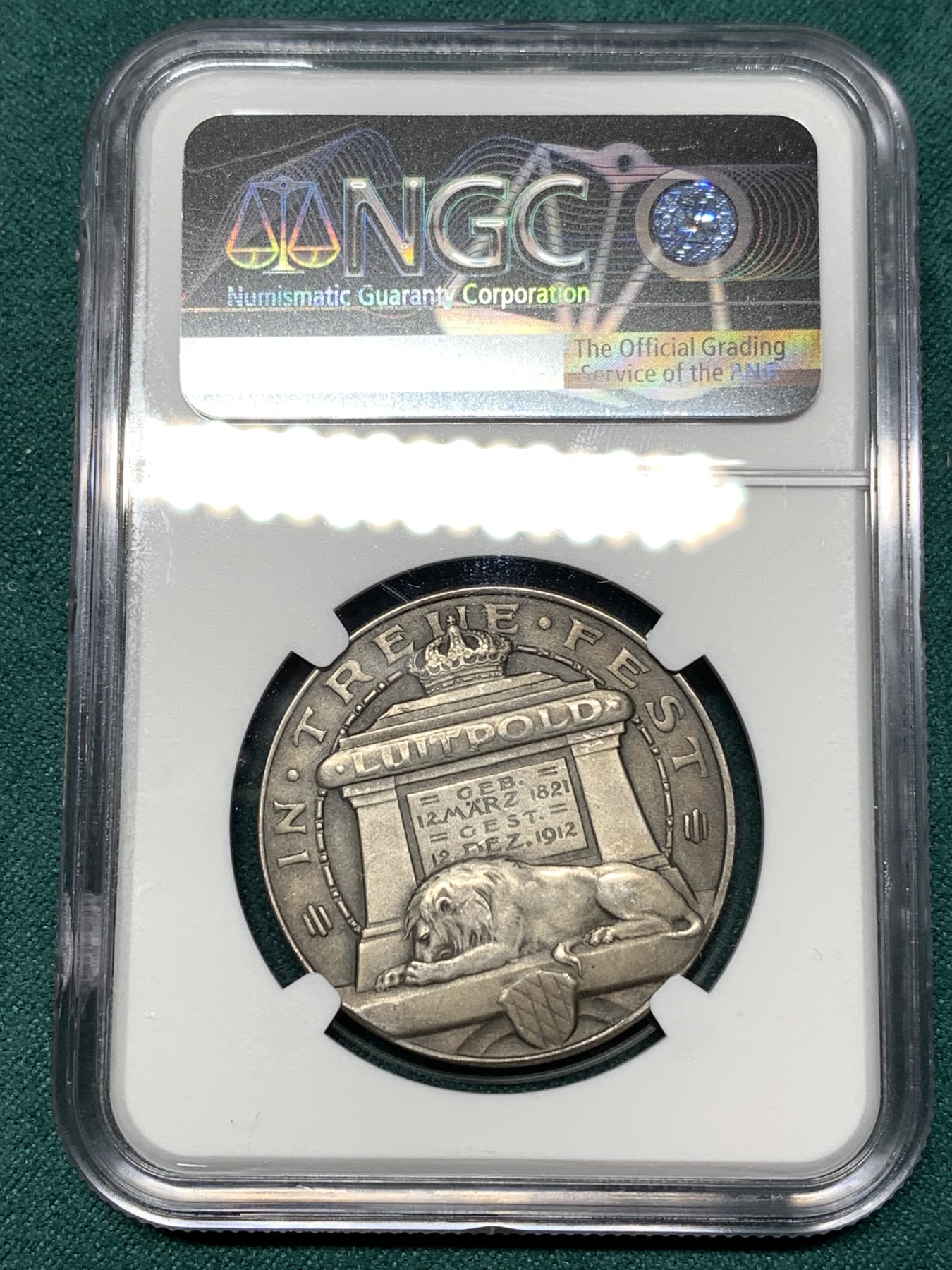 《竞宝斋》第187场-周日，周一 2场 (全场包邮) NGC MS63 德国1912路易特波尔德摄政王银章