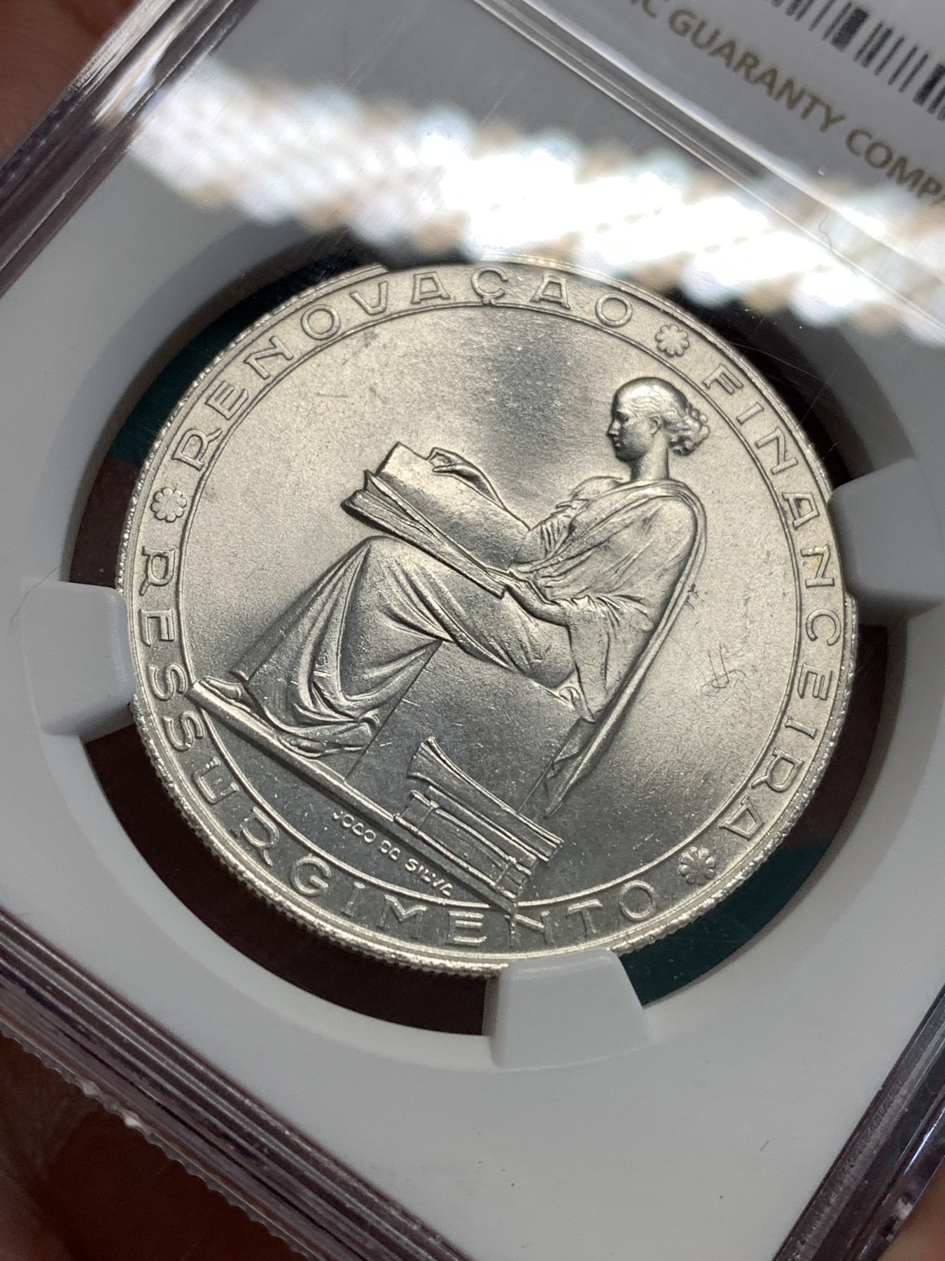 《竞宝斋》第187场-周日，周一 2场 (全场包邮) NGC MS64 葡萄牙1953年金融改革制度25周年20埃斯库多大银币 高分好品