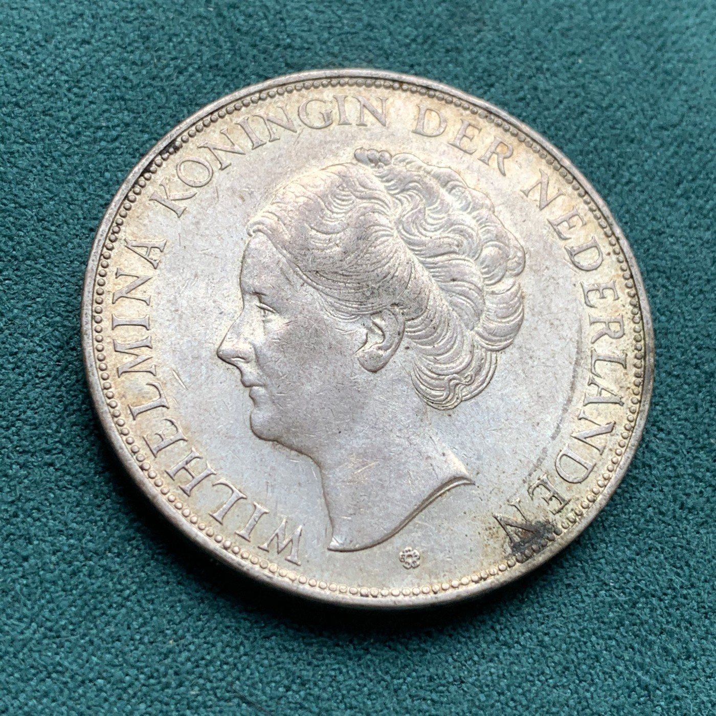 《竞宝斋》第187场-周日，周一 2场 (全场包邮) 荷兰1939年威廉明娜2.5盾大银币 带包浆的不容易