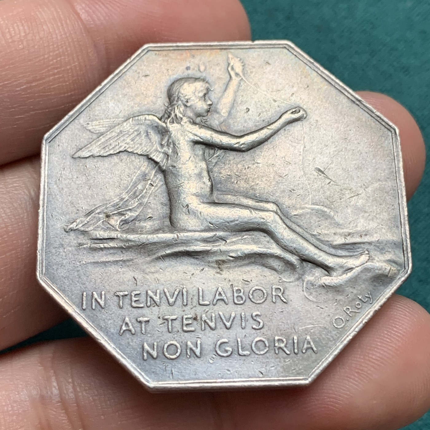 《竞宝斋》第187场-周日，周一 2场 (全场包邮) 法国O'roty罗蒂作品里昂商会八角银章 35.4g 41.6mm 大型丰饶角Argent边铭