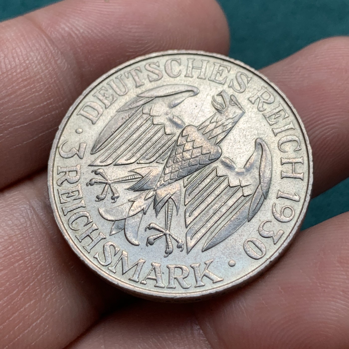 《竞宝斋》第187场-周日，周一 2场 (全场包邮) 德国1930年飞艇3马克银币  慕尼黑厂造  非常漂亮