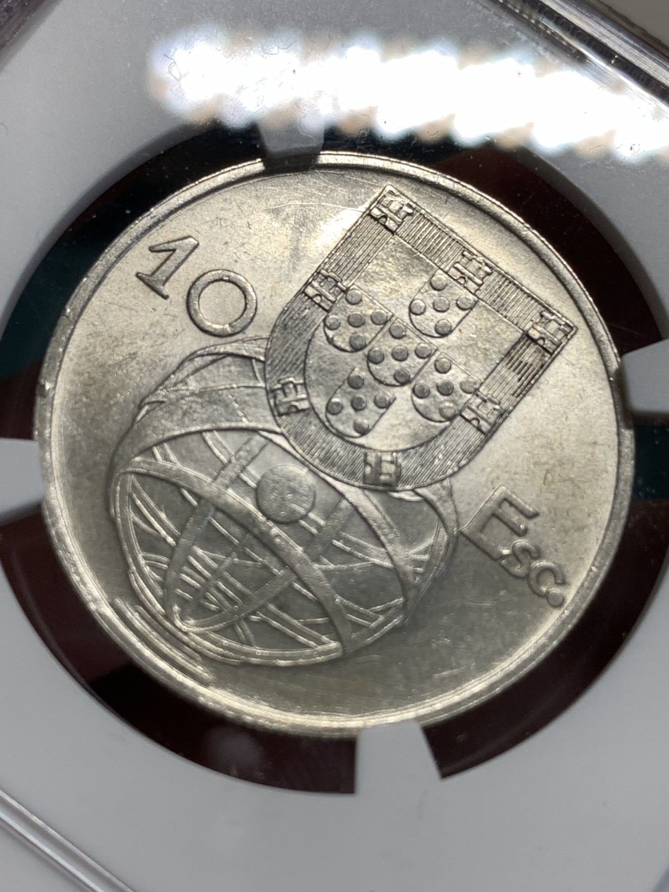 《竞宝斋》第187场-周日，周一 2场 (全场包邮) NGC-MS63 葡萄牙1954年 大帆船10埃斯库多银币