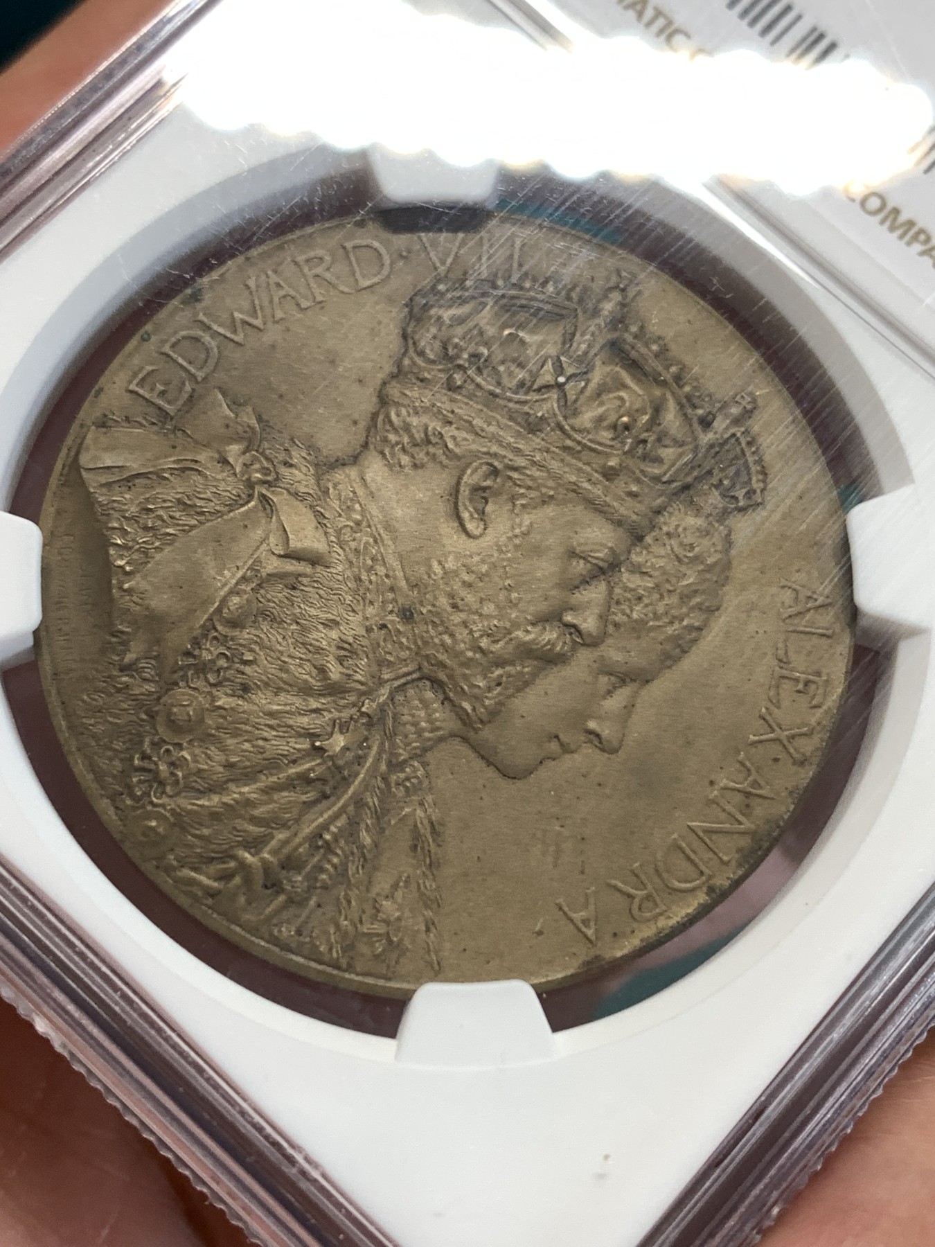 《竞宝斋》第188场-周日，周一 2场 (全场包邮) NGC-MS64，1902年爱德华七世加冕铜章，热门品种，难得高分