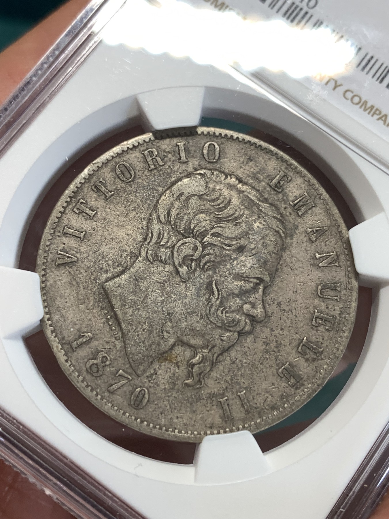 《竞宝斋》第188场-周日，周一 2场 (全场包邮) NGC-VF35 意大利1870年 艾曼纽尔二世 5里拉大银币