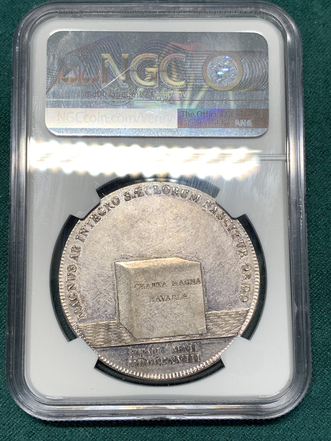 《竞宝斋》第188场-周日，周一 2场 (全场包邮) NGC AU58 德国 1818 巴伐利亚宪法泰勒大银币
