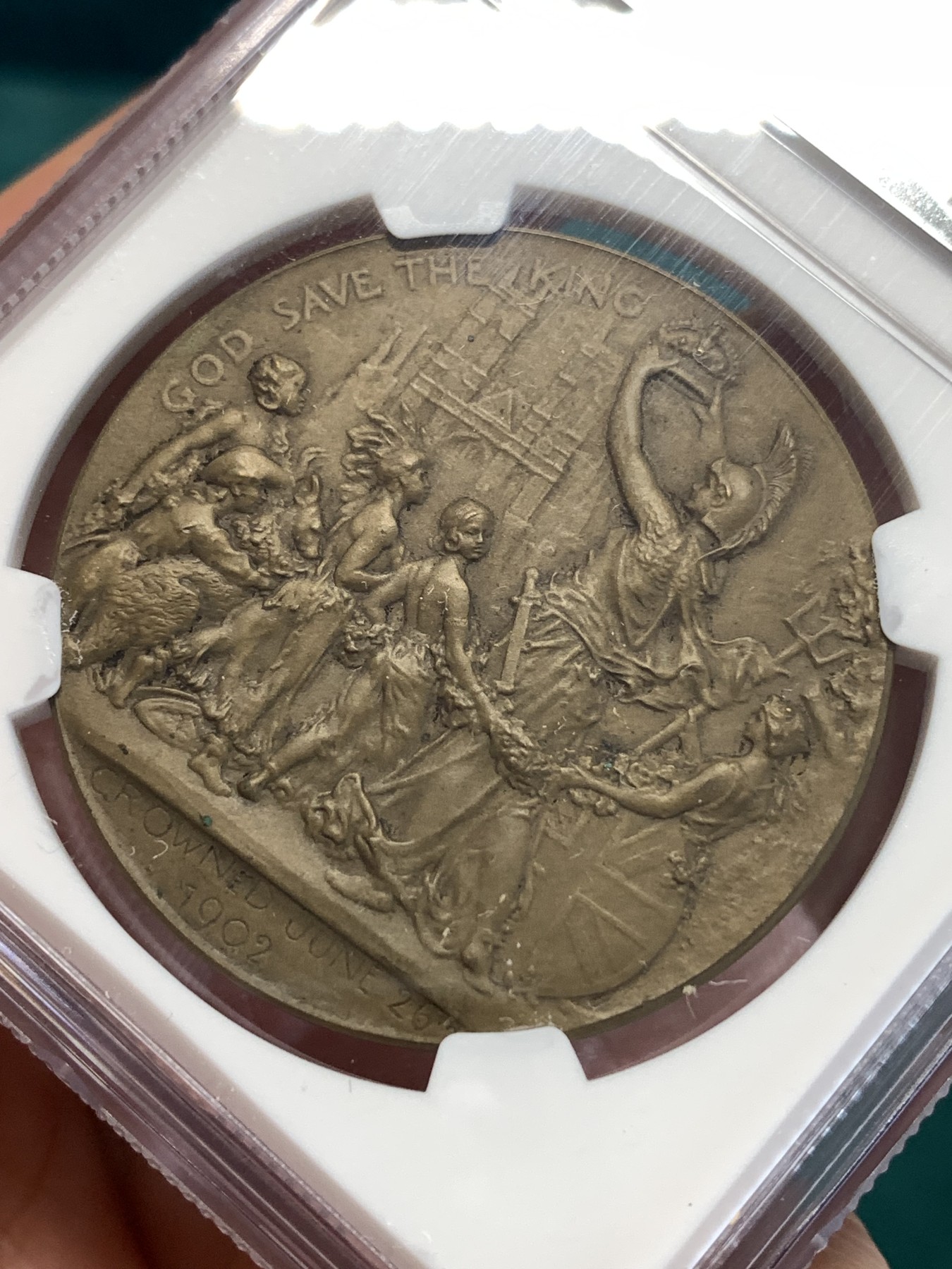 《竞宝斋》第188场-周日，周一 2场 (全场包邮) NGC-MS64，1902年爱德华七世加冕铜章，热门品种，难得高分