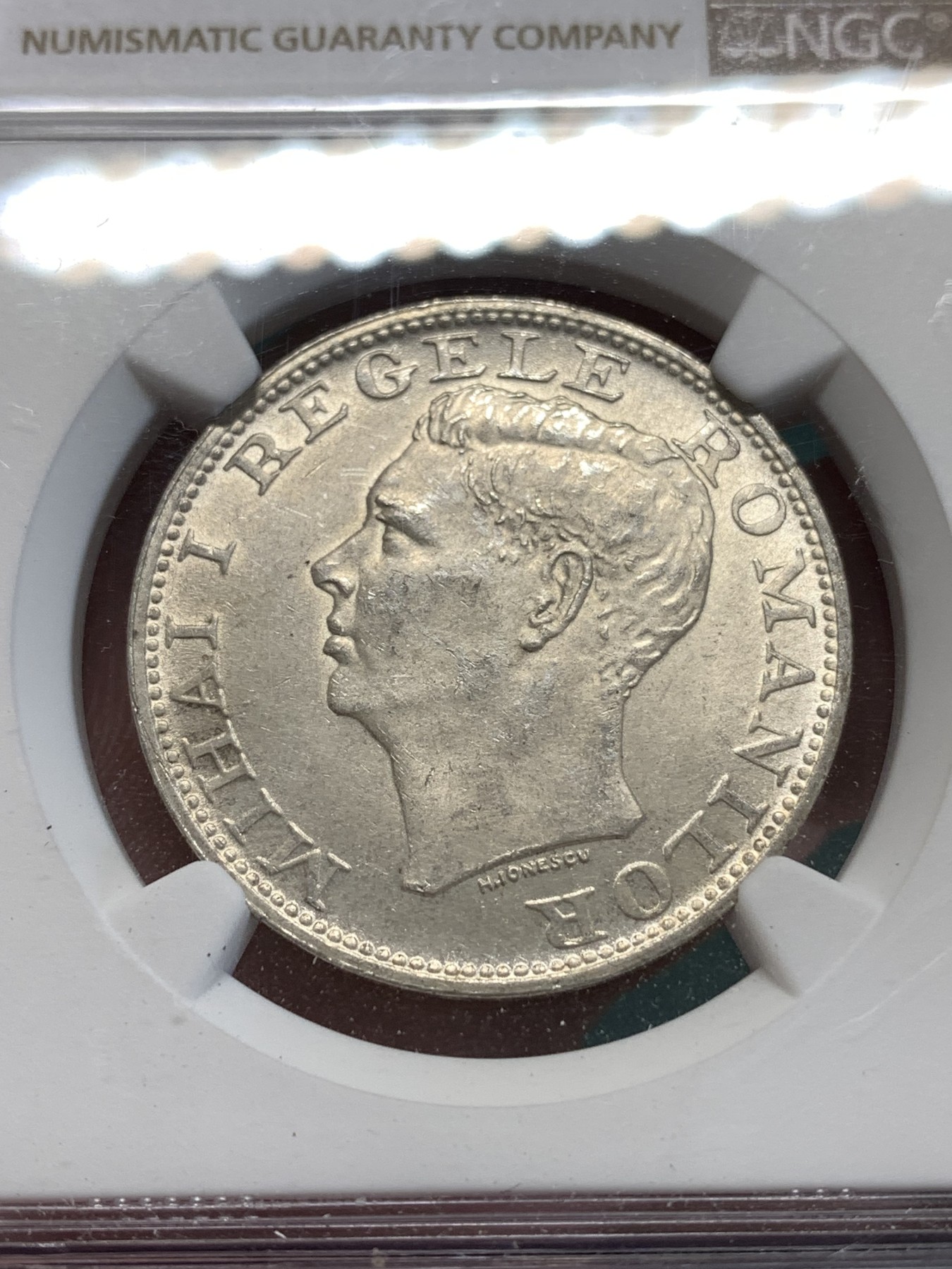 《竞宝斋》第188场-周日，周一 2场 (全场包邮) NGC-UNC 罗马尼亚1944年 500列伊银币