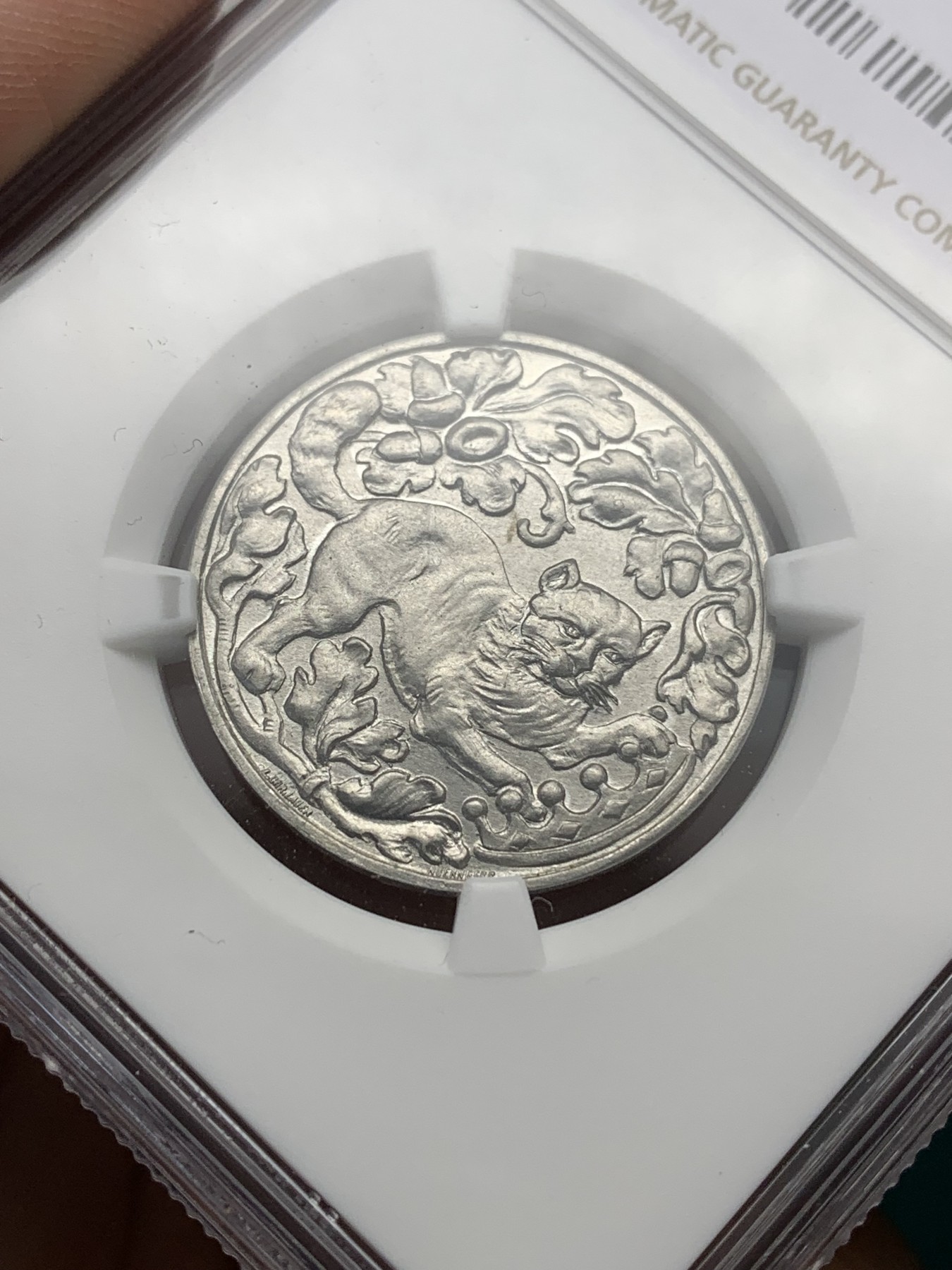 《竞宝斋》第188场-周日，周一 2场 (全场包邮) NGC MS67 德国 1921 名誉品：猫  塔尔海姆2马克铝币 唯一冠军分 无敌的存在