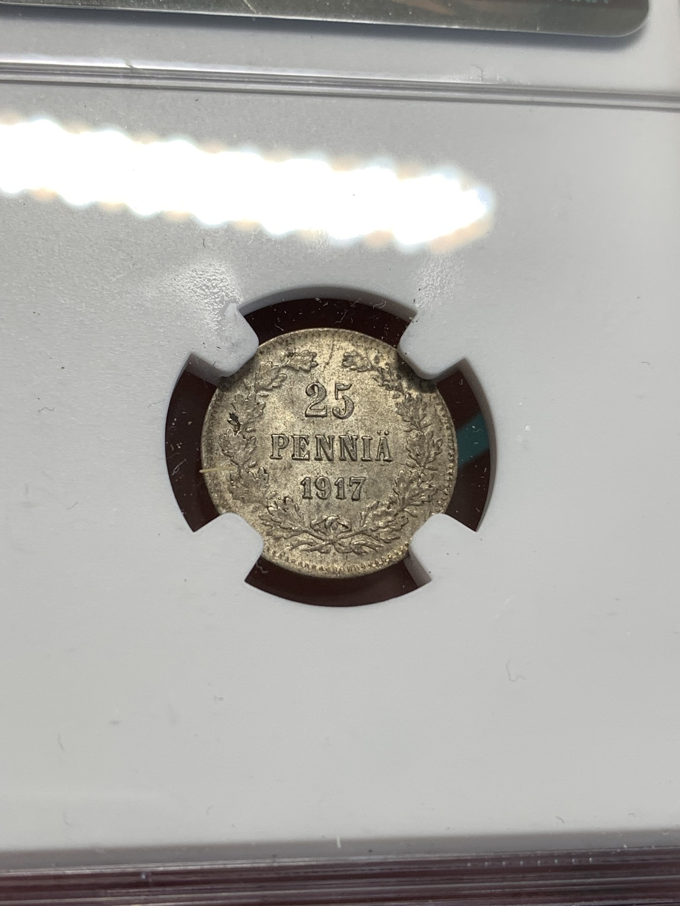 《竞宝斋》第188场-周日，周一 2场 (全场包邮) NGC MS64 俄占芬兰1917年 25芬尼银币
