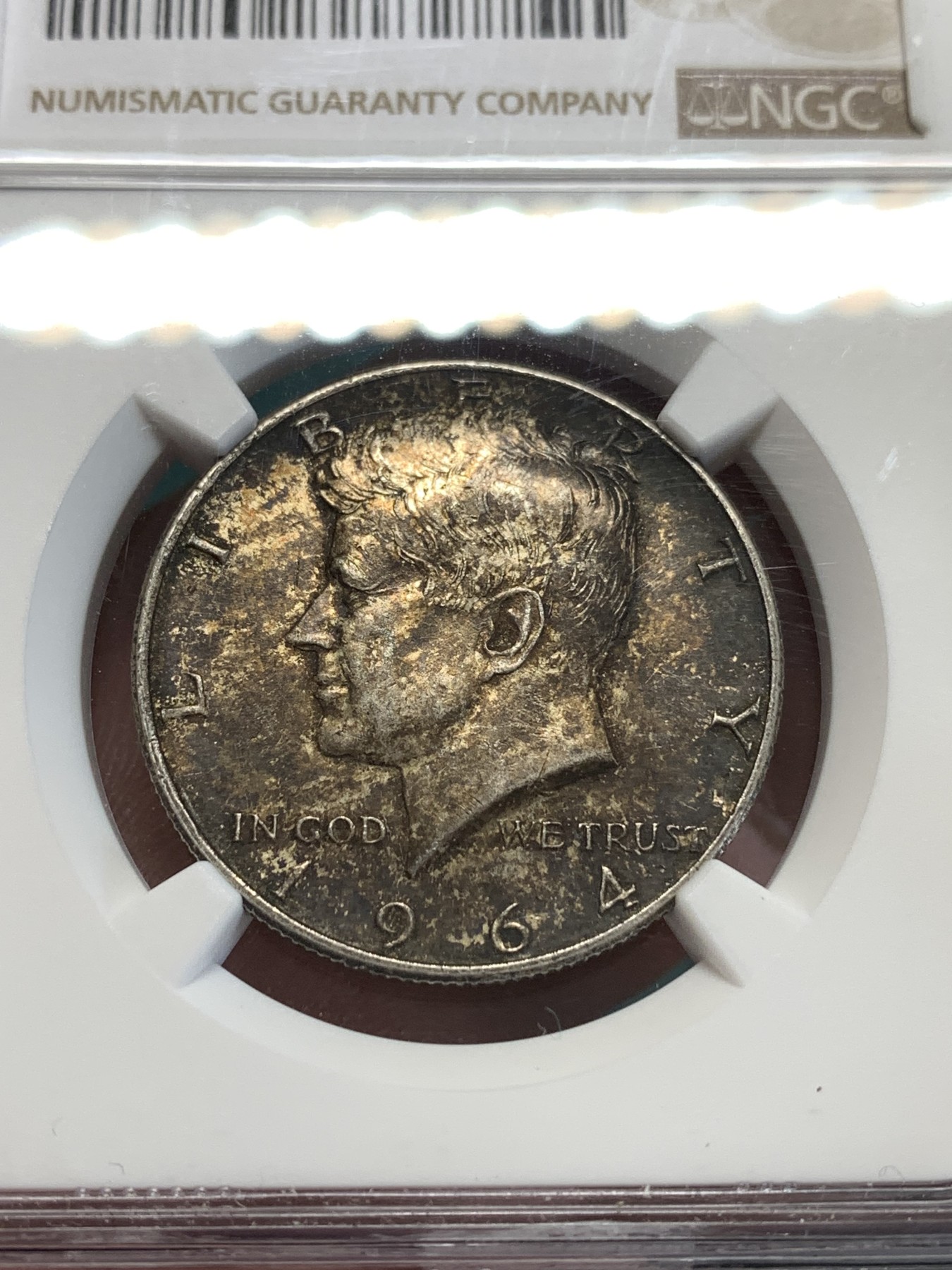 《竞宝斋》第188场-周日，周一 2场 (全场包邮) NGC MS62 美国1964年50分肯尼迪银币 900银 12.5克