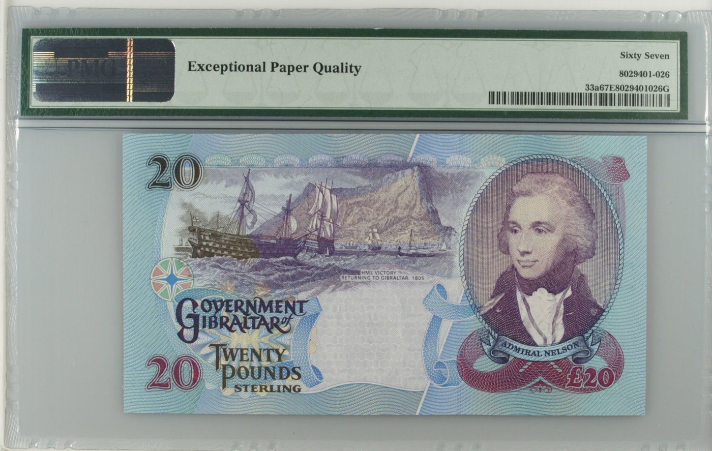 收藏联盟Quantum Auction 第280期拍卖  直布罗陀海峡2006年20镑 PMG67