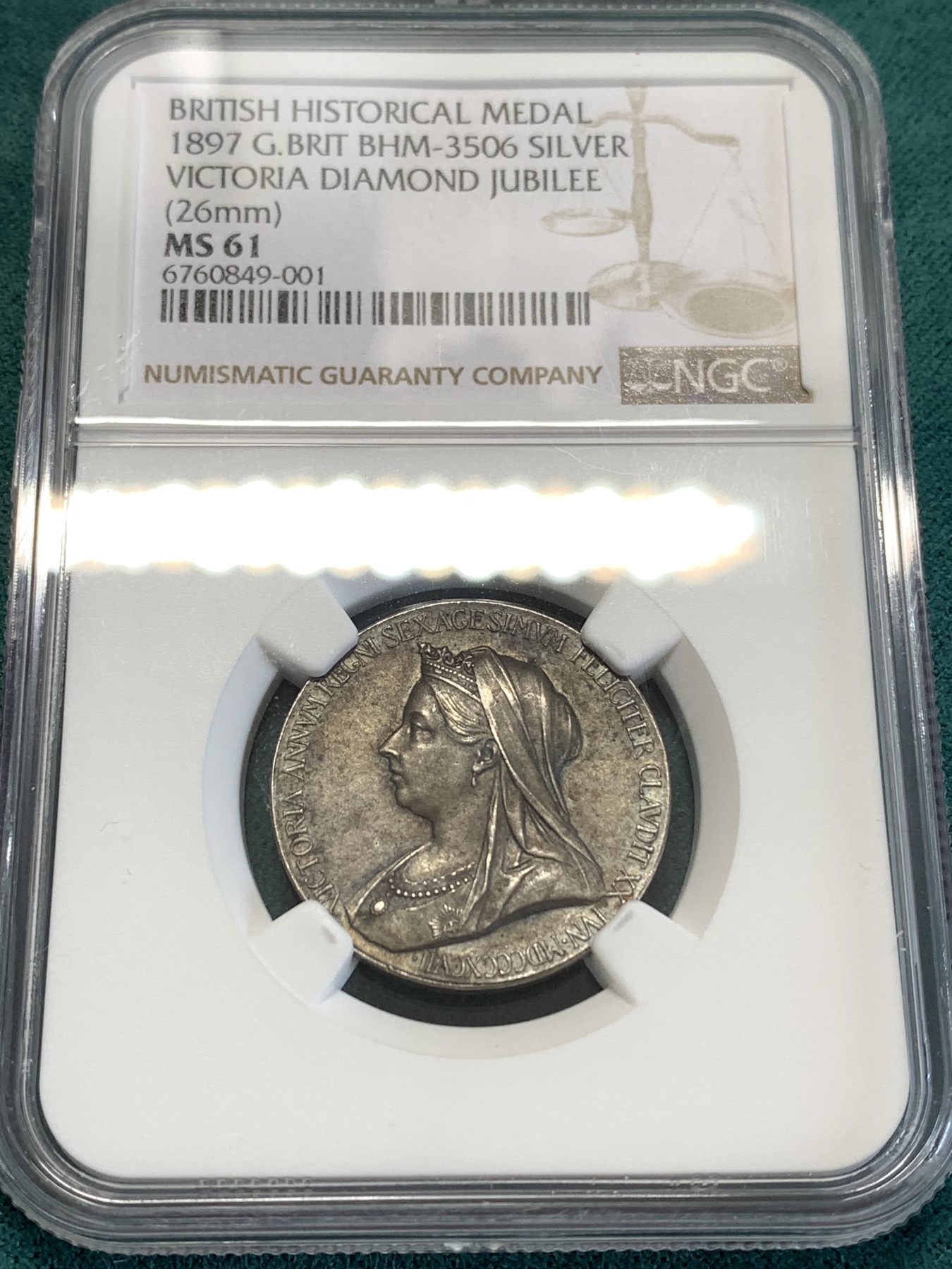 《竞宝斋》第188场-周日，周一 2场 (全场包邮) NGC-MS61 英国1897维多利亚加冕60周年禧年银章