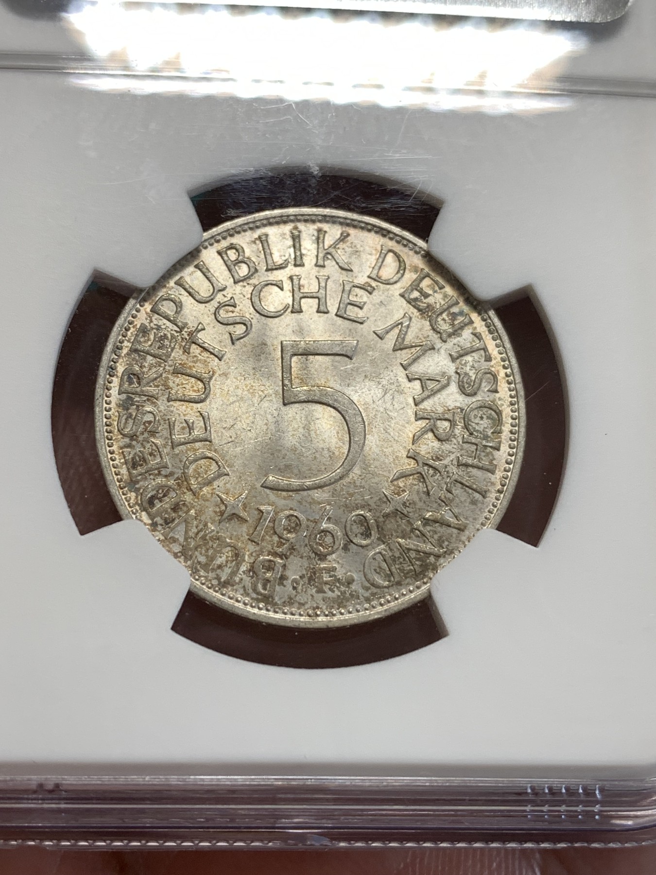 《竞宝斋》第188场-周日，周一 2场 (全场包邮) NGC MS65 德国1960年5马克银币 高分好状态