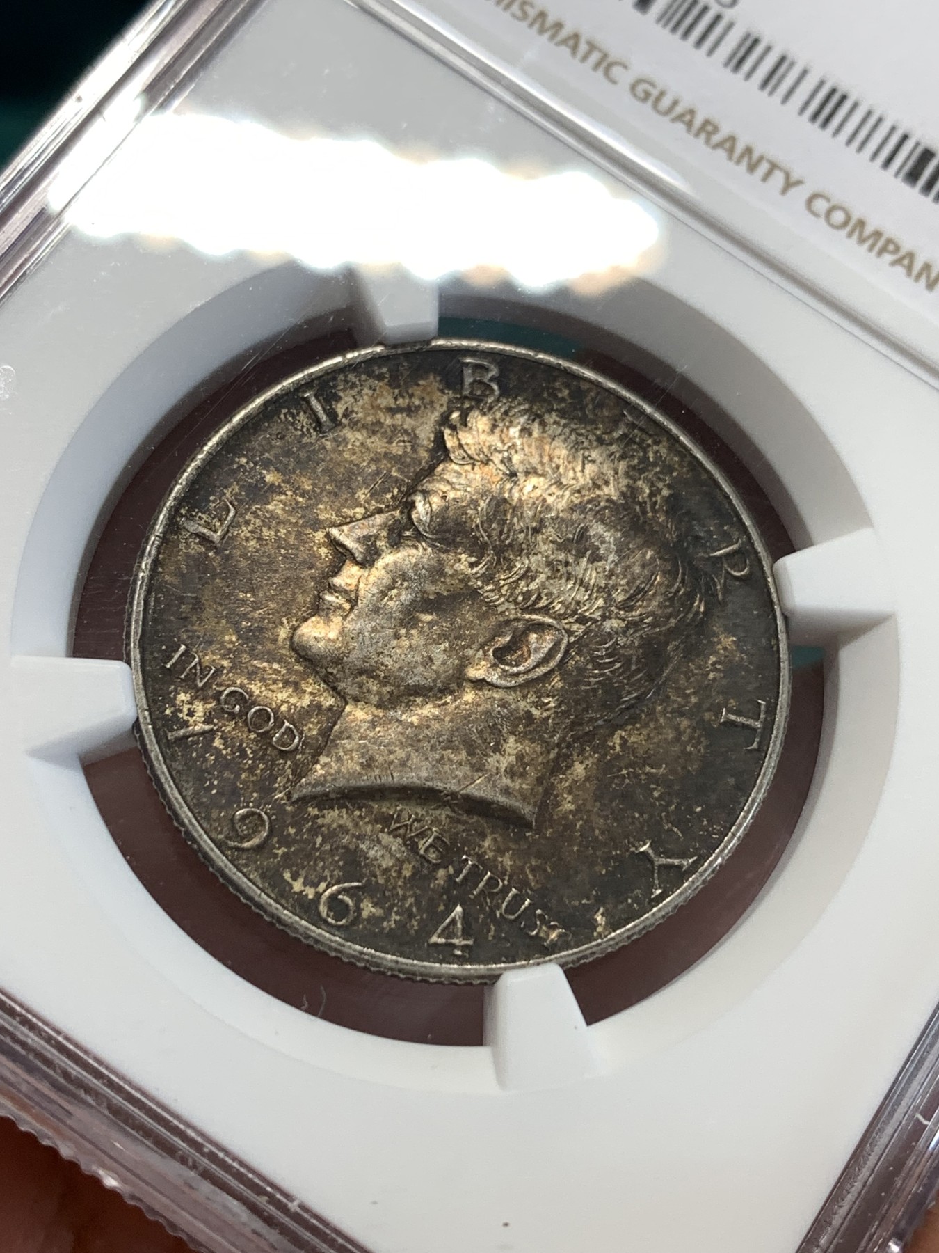 《竞宝斋》第188场-周日，周一 2场 (全场包邮) NGC MS62 美国1964年50分肯尼迪银币 900银 12.5克