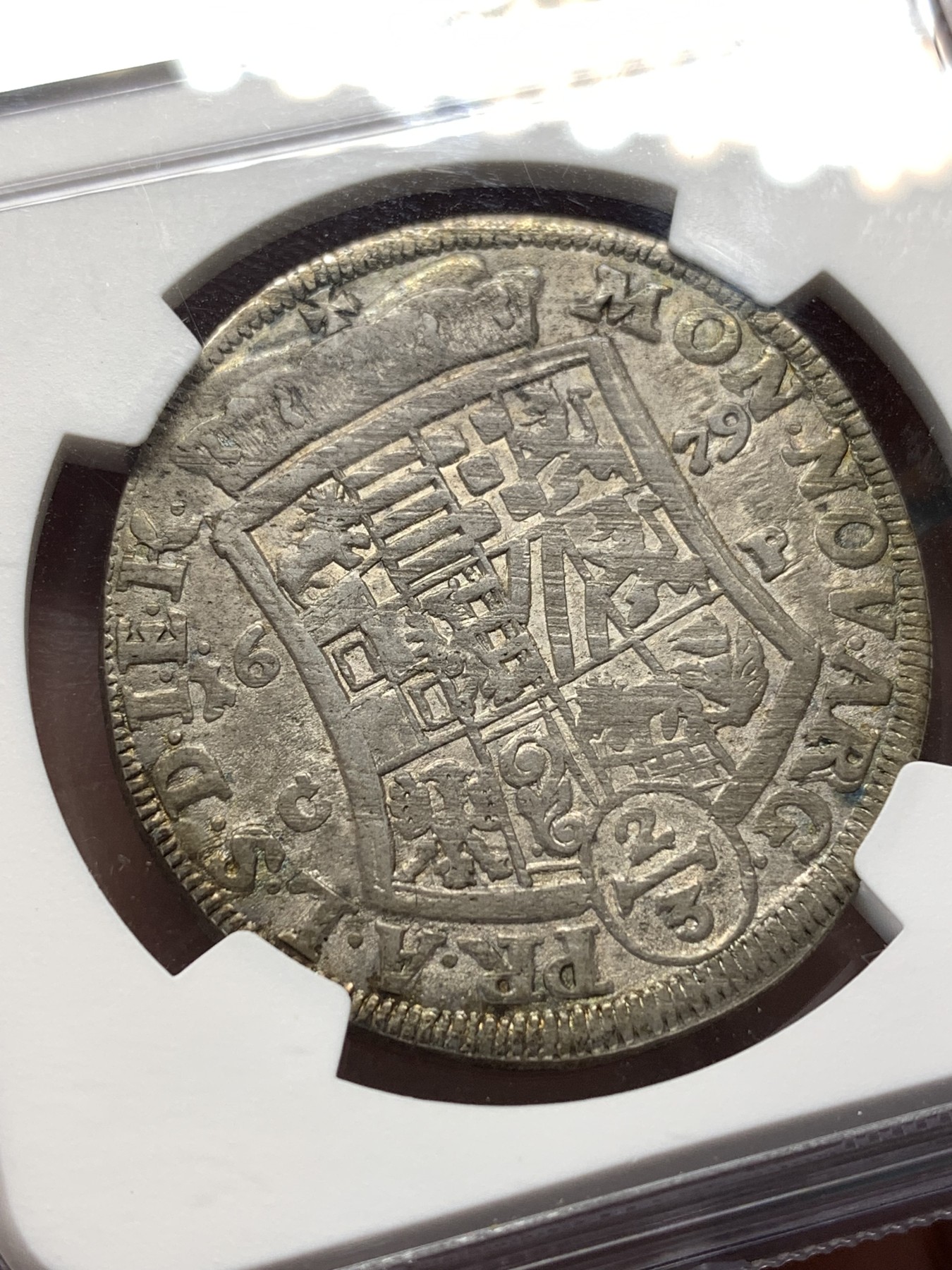 《竞宝斋》第188场-周日，周一 2场 (全场包邮) 冠军分 NGC MS62 德国1679年 安哈特  2/3T银币 时光变迁 300多年保存的这么好 实在不容易