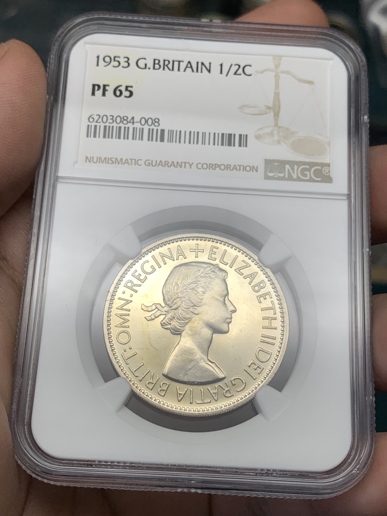 《竞宝斋》第188场-周日，周一 2场 (全场包邮) NGC-PF65 1953年英国伊丽莎白二世加冕精制半克朗 高分
