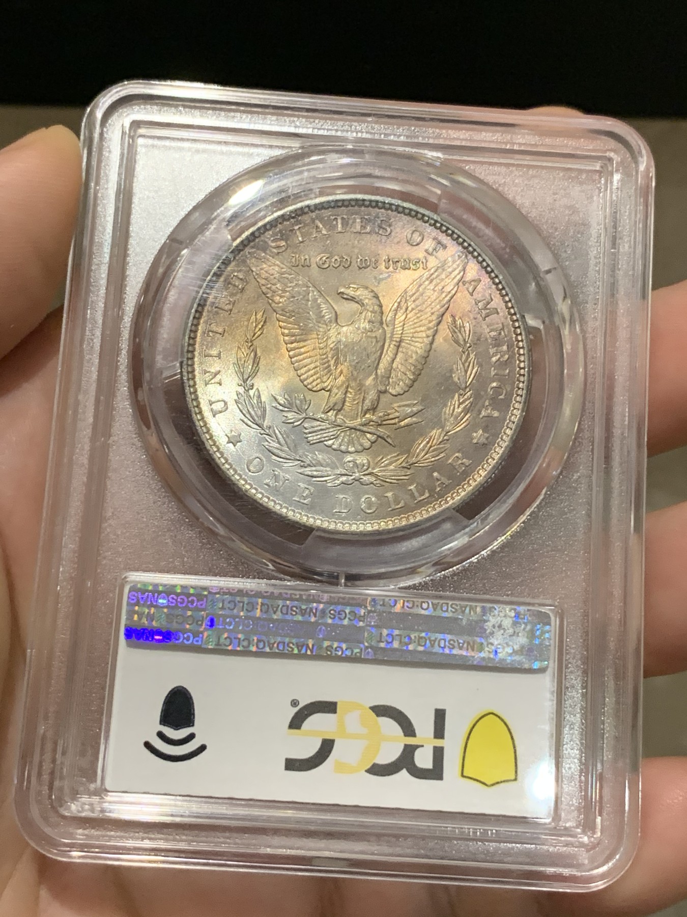 《竞宝斋》第188场-周日，周一 2场 (全场包邮) PCGS-MS65 美国 1887 摩根银元 双面炫彩 非常漂亮 难得一见