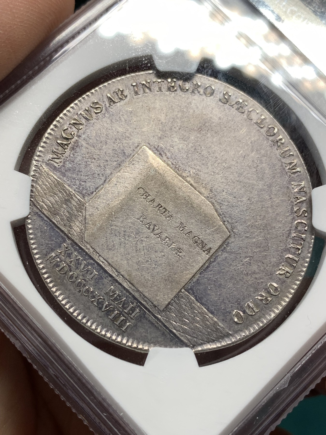《竞宝斋》第188场-周日，周一 2场 (全场包邮) NGC AU58 德国 1818 巴伐利亚宪法泰勒大银币