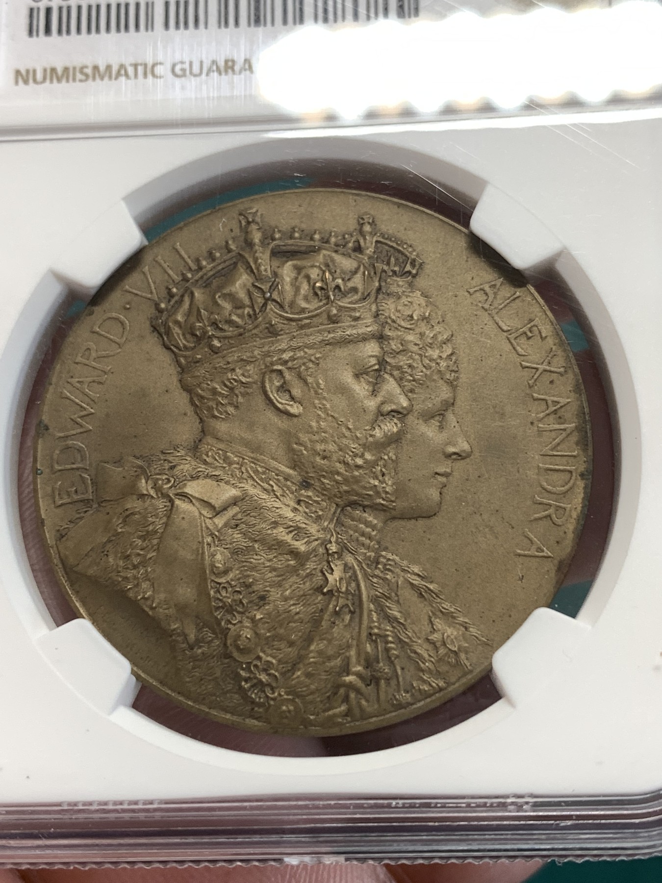 《竞宝斋》第188场-周日，周一 2场 (全场包邮) NGC-MS64，1902年爱德华七世加冕铜章，热门品种，难得高分