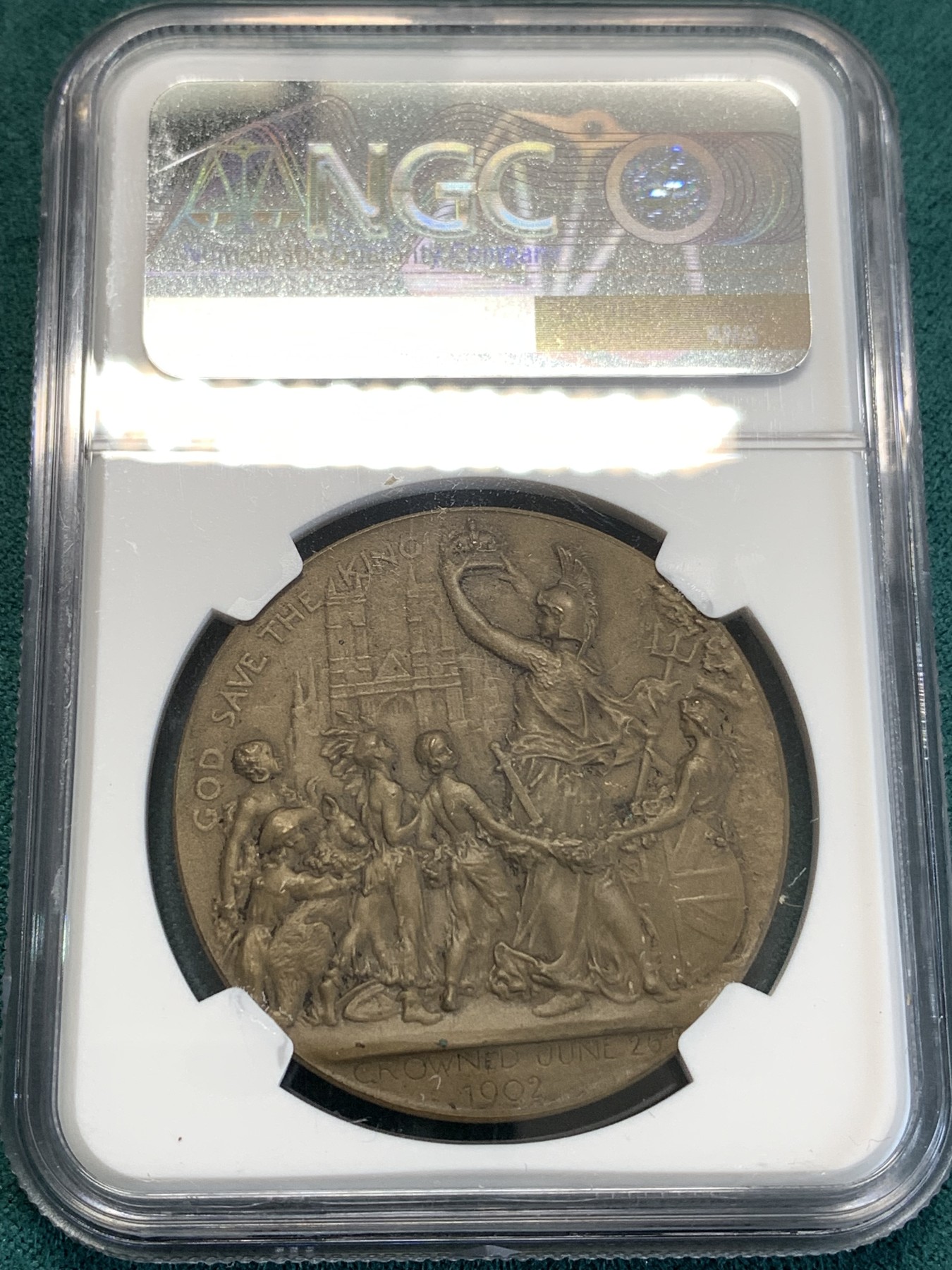 《竞宝斋》第188场-周日，周一 2场 (全场包邮) NGC-MS64，1902年爱德华七世加冕铜章，热门品种，难得高分