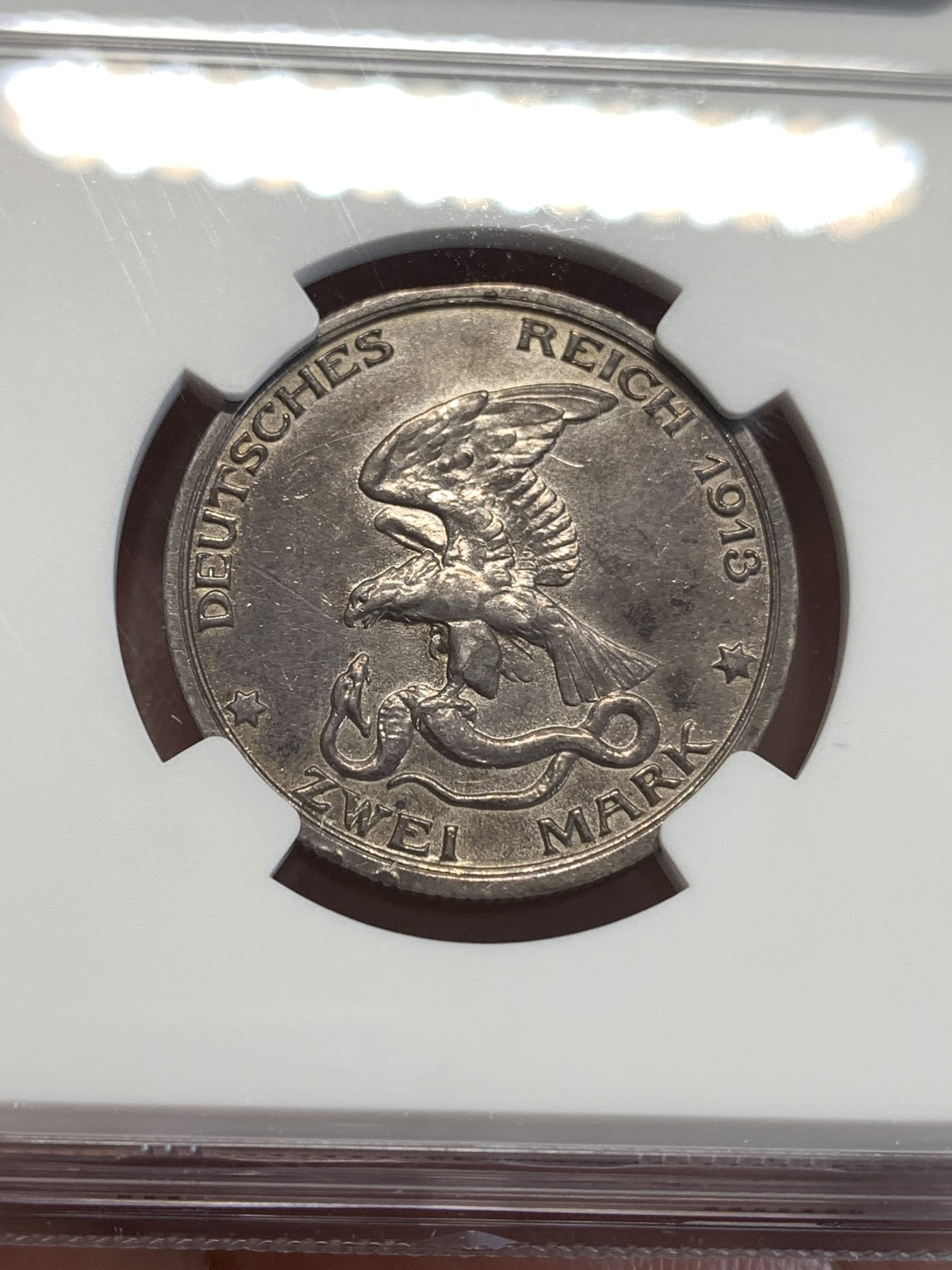 《竞宝斋》第188场-周日，周一 2场 (全场包邮) NGC AUD 德国1913年普鲁士战胜拿破仑2马克银币