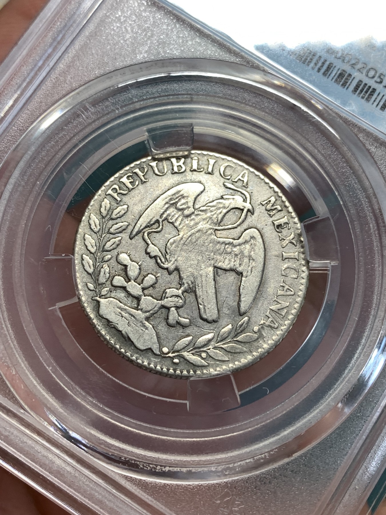 《竞宝斋》第188场-周日，周一 2场 (全场包邮) 保粹 XF45 墨西哥鹰洋 1862 G0YF 2R   很少见的鹰洋辅币