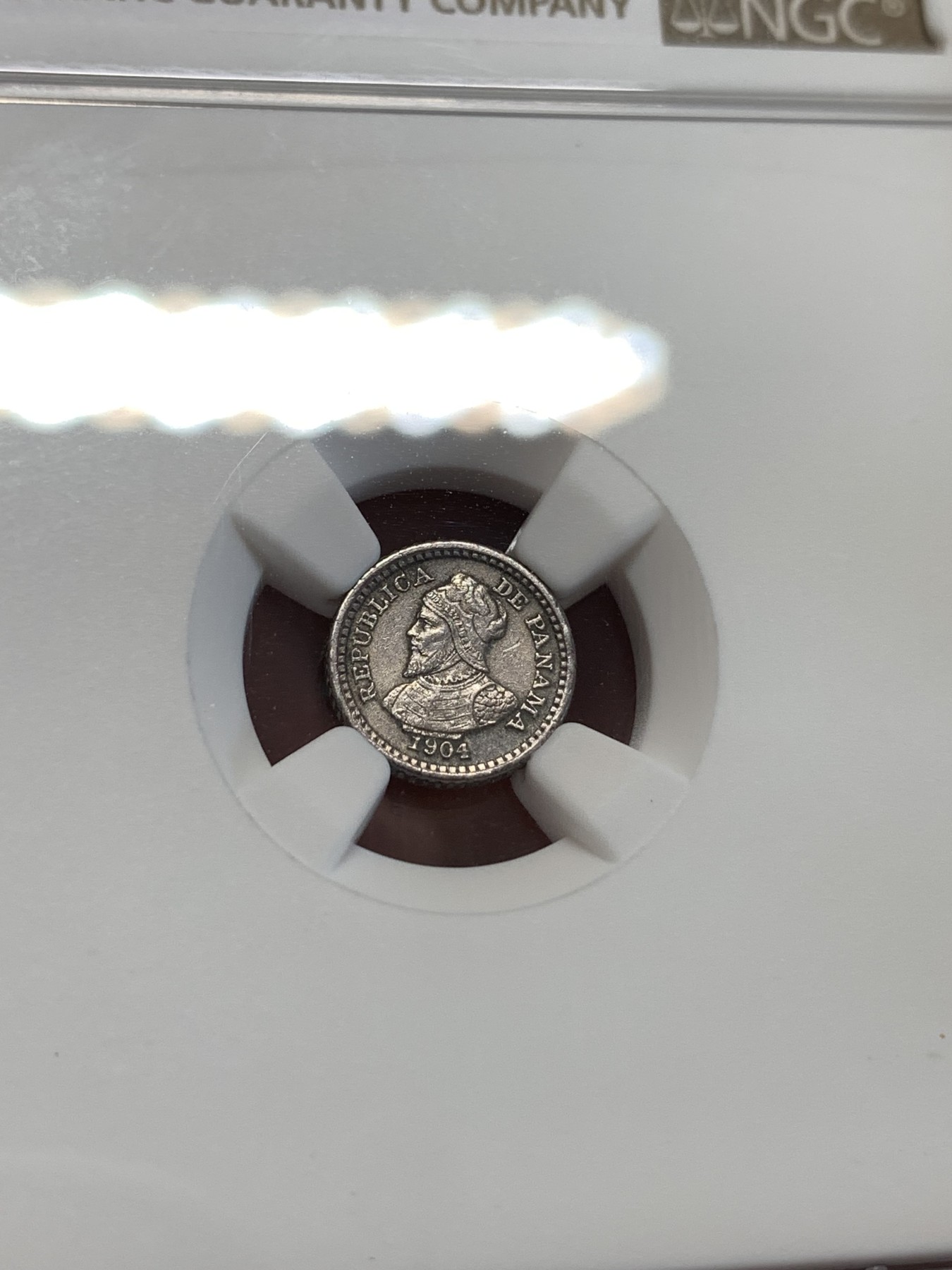 《竞宝斋》第188场-周日，周一 2场 (全场包邮) NGC-UNC巴拿马1904年2.5分珍珠币，最小机制币，少见品种
