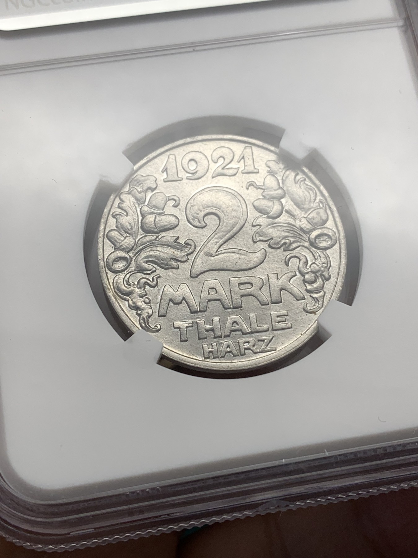 《竞宝斋》第188场-周日，周一 2场 (全场包邮) NGC MS67 德国 1921 名誉品：猫  塔尔海姆2马克铝币 唯一冠军分 无敌的存在