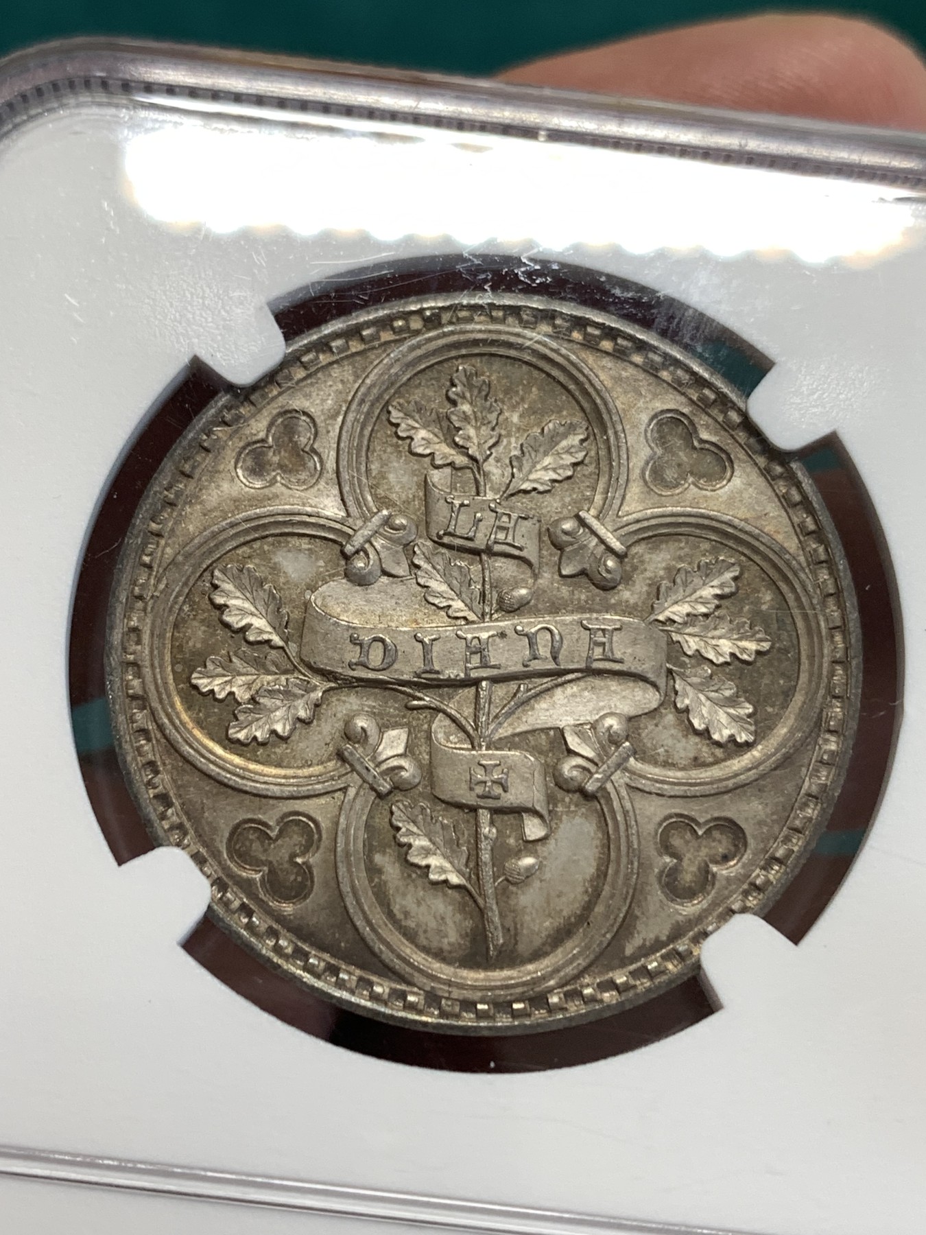 《竞宝斋》第188场-周日，周一 2场 (全场包邮) NGC MS64 法国考古协会银质代币 难得高分好品