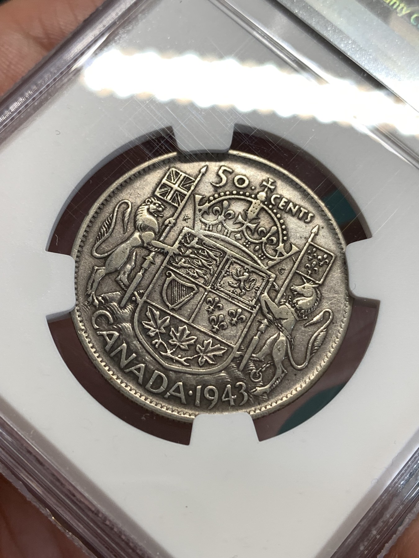 《竞宝斋》第188场-周日，周一 2场 (全场包邮) NGC-VFD 加拿大1943年50分银币