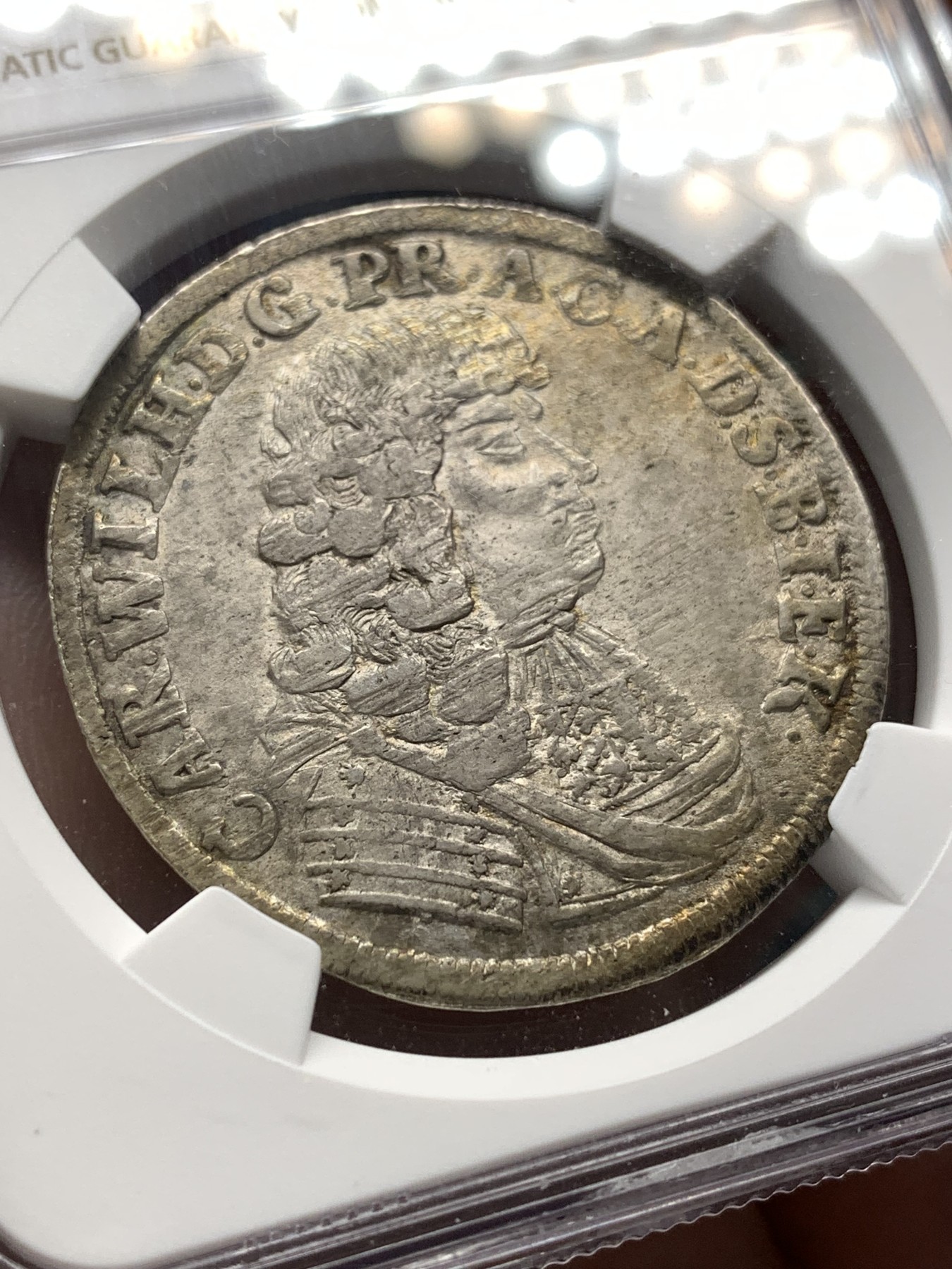 《竞宝斋》第188场-周日，周一 2场 (全场包邮) 冠军分 NGC MS62 德国1679年 安哈特  2/3T银币 时光变迁 300多年保存的这么好 实在不容易