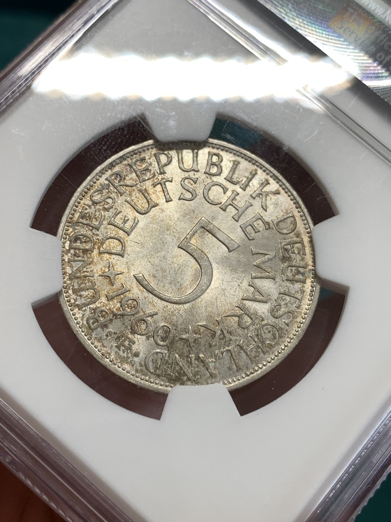 《竞宝斋》第188场-周日，周一 2场 (全场包邮) NGC MS65 德国1960年5马克银币 高分好状态