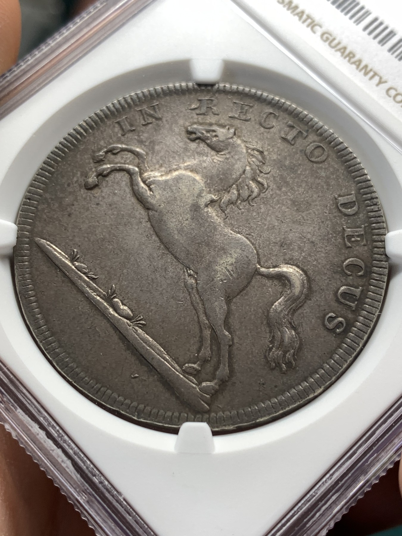 《竞宝斋》第188场-周日，周一 2场 (全场包邮) 唯一冠军 唯一有分 NGC AU53 德国 1705 布伦瑞克-卡伦贝格-汉诺威 飞马泰勒大银币 路德维希 在位16年  非常少见的品种 包浆好，最新裸币成交846美元