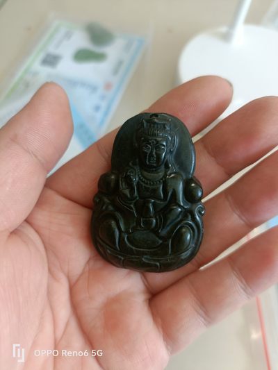 玉器老照片邮票 - 观音宝平安  和田玉