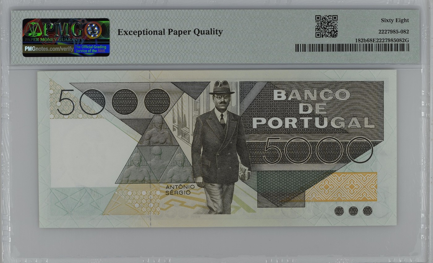 收藏联盟Quantum Auction 第280期拍卖  葡萄牙1981年5000埃斯库多 PMG68 乱蛇号 最大面值 仅4张冠军分 德纳罗代印