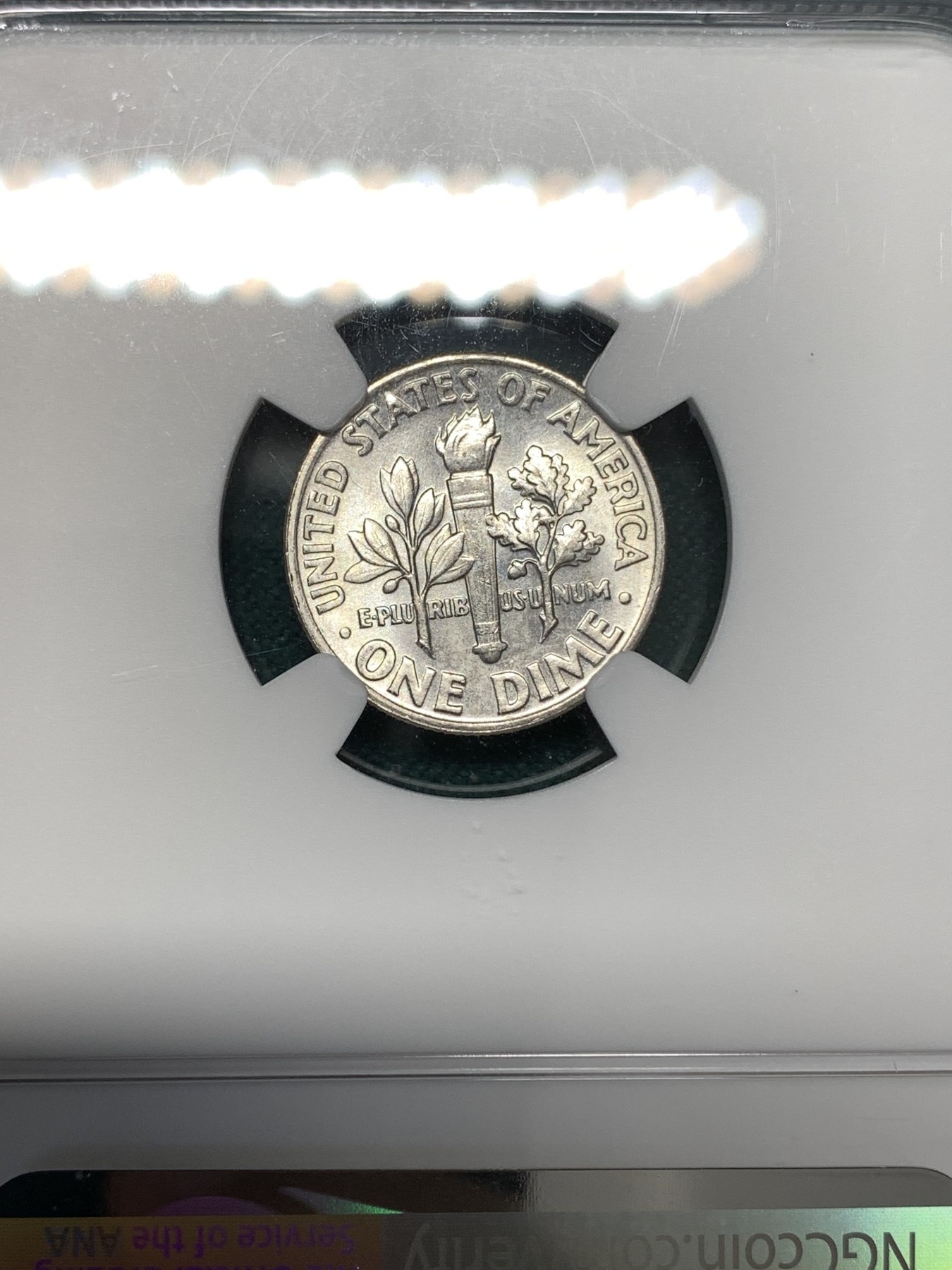 《竞宝斋》第188场-周日，周一 2场 (全场包邮) NGC-MS64 1961年美国罗斯福10分银币，64分高分。