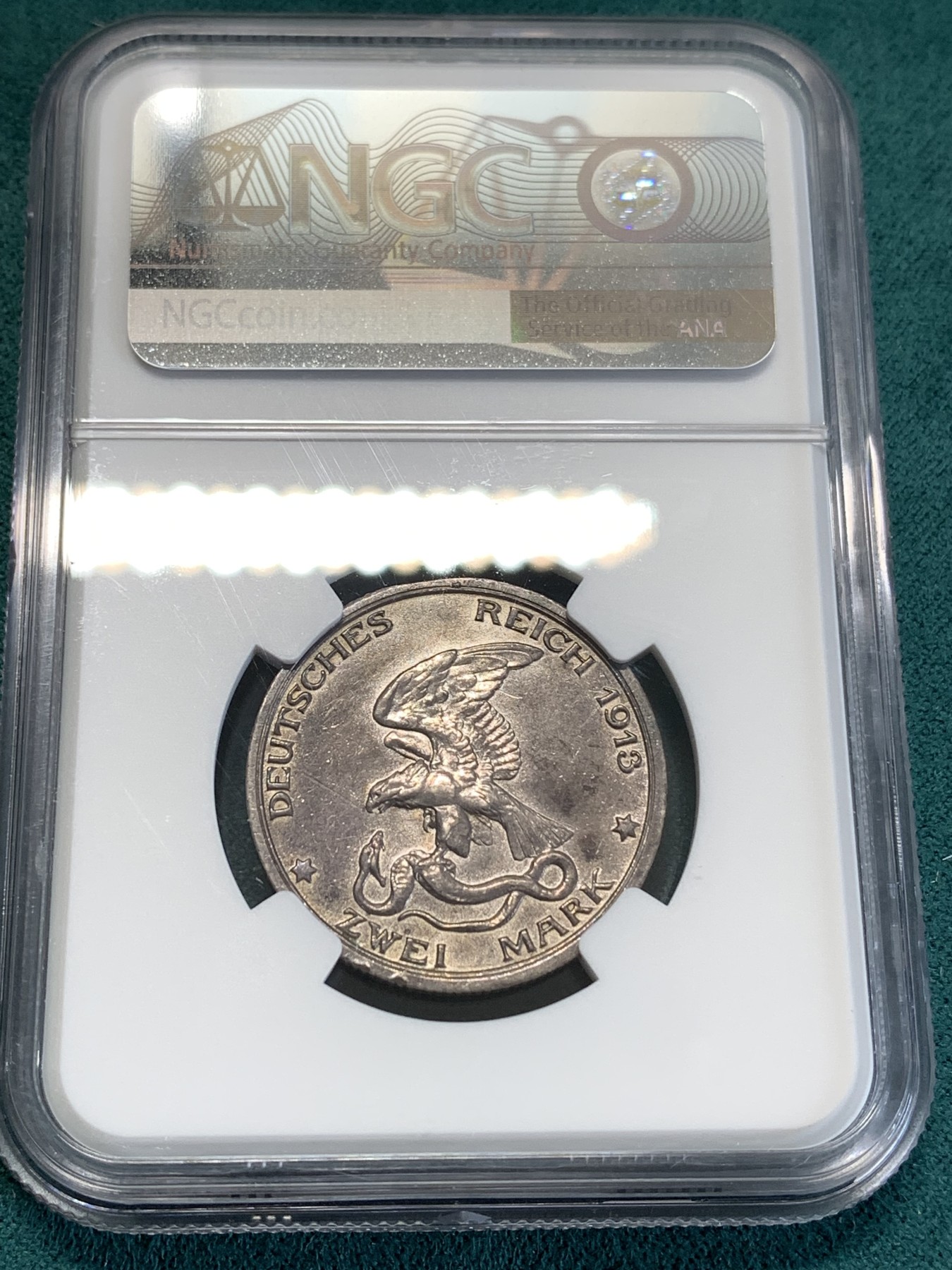 《竞宝斋》第188场-周日，周一 2场 (全场包邮) NGC AUD 德国1913年普鲁士战胜拿破仑2马克银币
