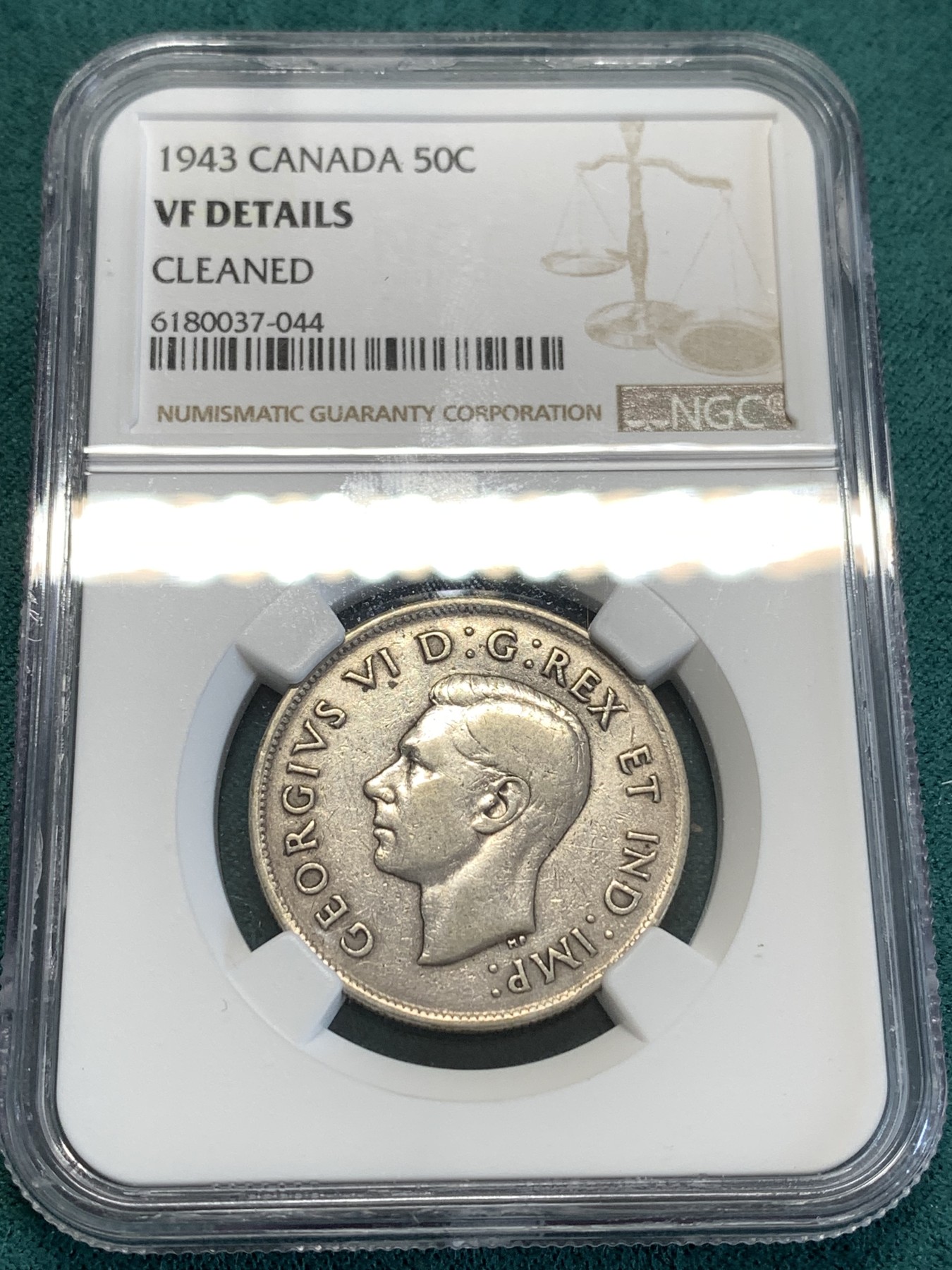 《竞宝斋》第188场-周日，周一 2场 (全场包邮) NGC-VFD 加拿大1943年50分银币