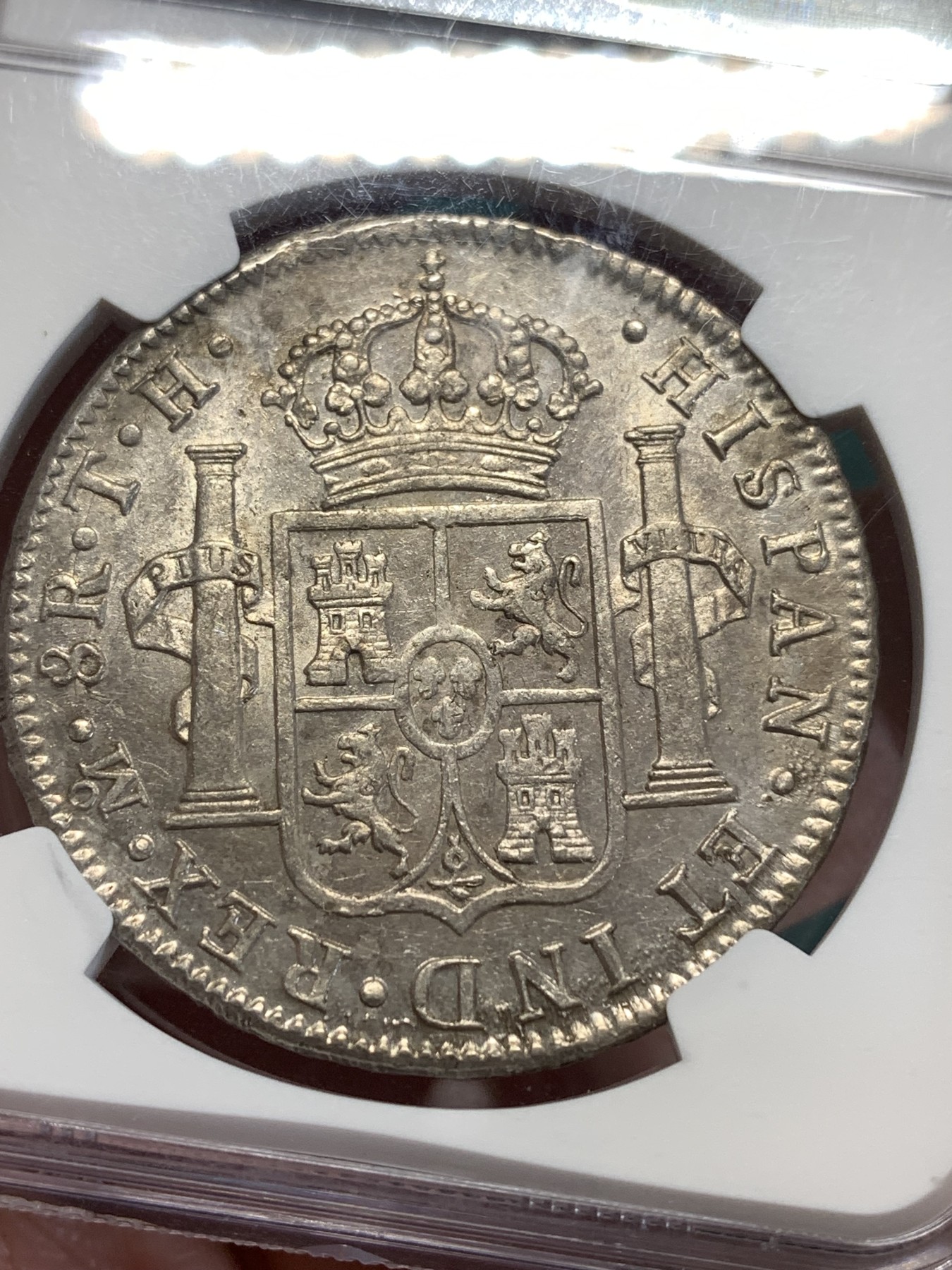 《竞宝斋》第188场-周日，周一 2场 (全场包邮) NGC-MS61 西属墨西哥 卡四 双柱 1808 MO TH 8瑞尔银币