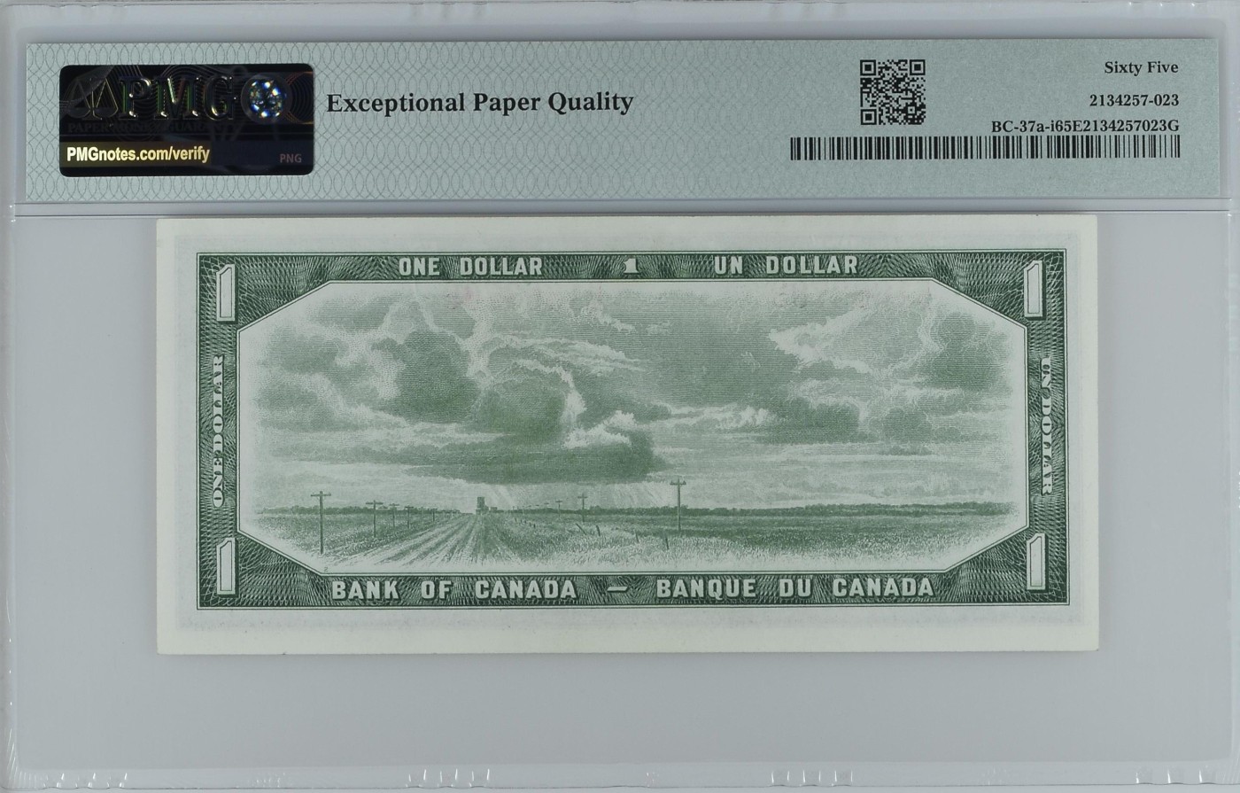 收藏联盟Quantum Auction 第280期拍卖  加拿大1954年1元 PMG65 号码无4