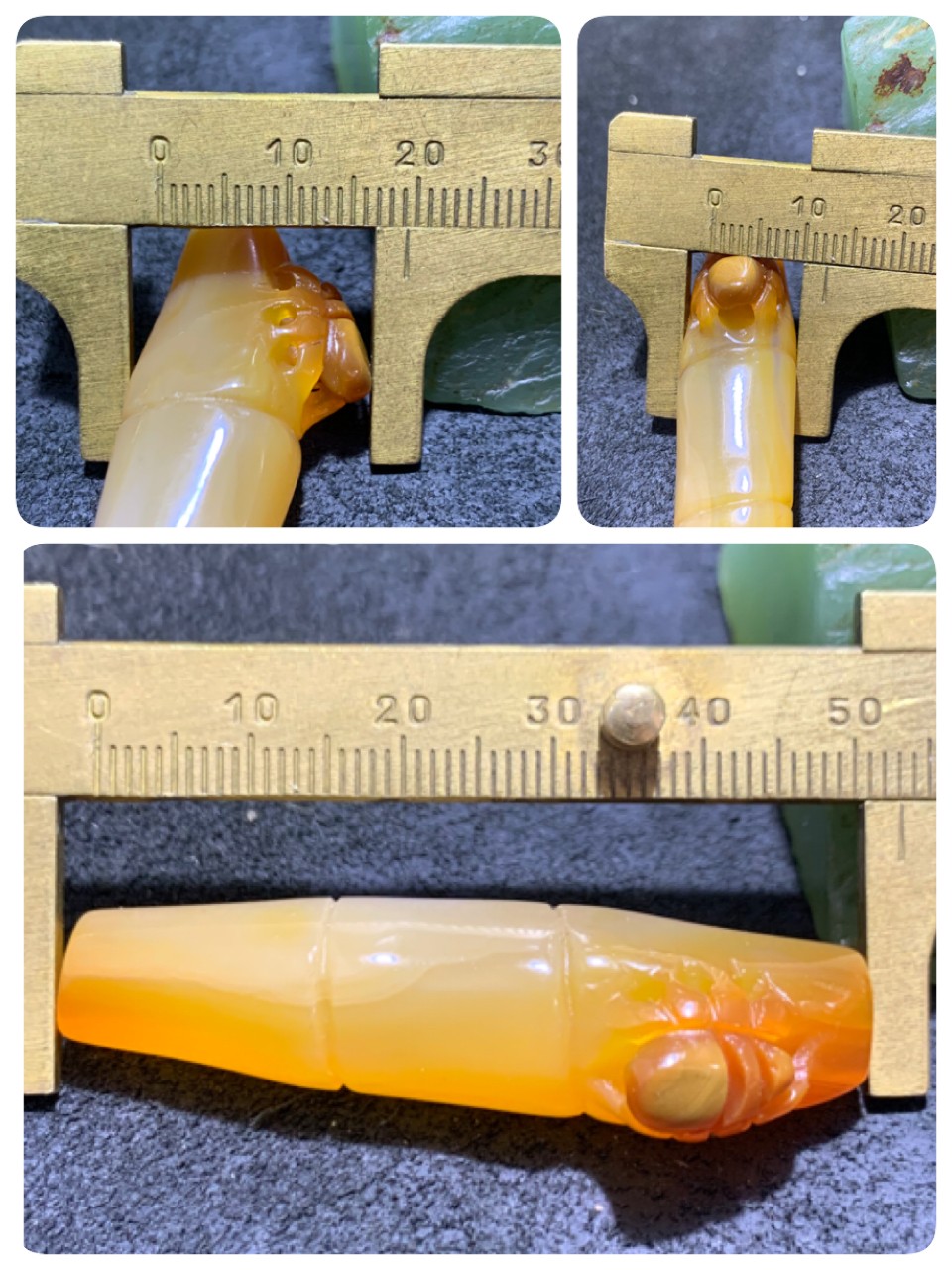 精美手工雕刻天然原皮糖料马达加斯加玛瑙俏色巧雕竹节蜘蛛吊坠(把件)一个，