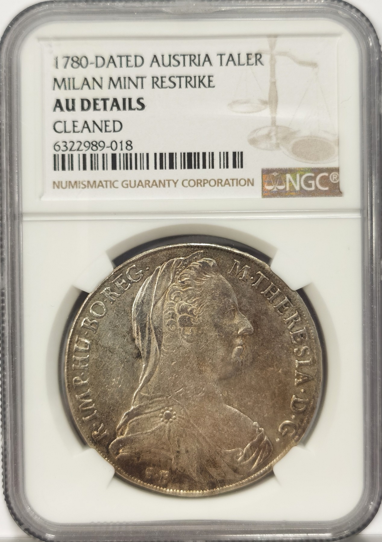 博洋堂世界钱币拍卖第038期（全场包邮） NGC AU 奥地利特蕾莎·玛格丽特大奶妈泰勒银币，Hafner-37a版，1817-33年铸造于威尼斯造币厂（NGC错标为米兰）