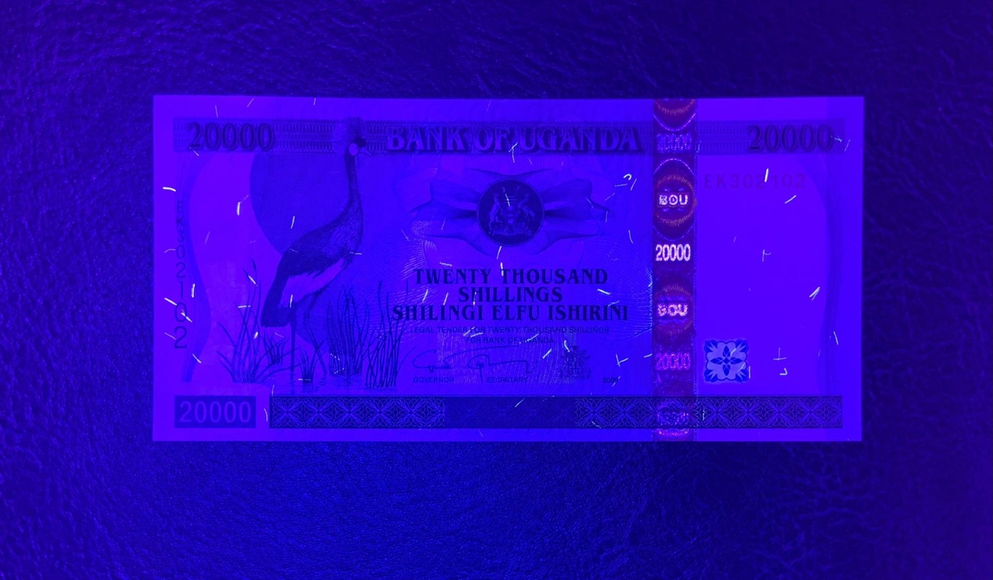收藏联盟Quantum Auction 第280期拍卖  乌干达2009年20000先令 品相全新UNC 号码无457 最大面值 国鸟 精灵冠鹤