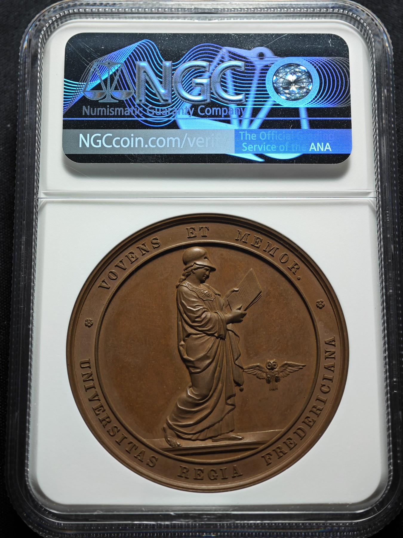 1860年 瑞典瑞典卡尔十五世高浮雕铜章 名家LOOS作品 NGC MS63BN