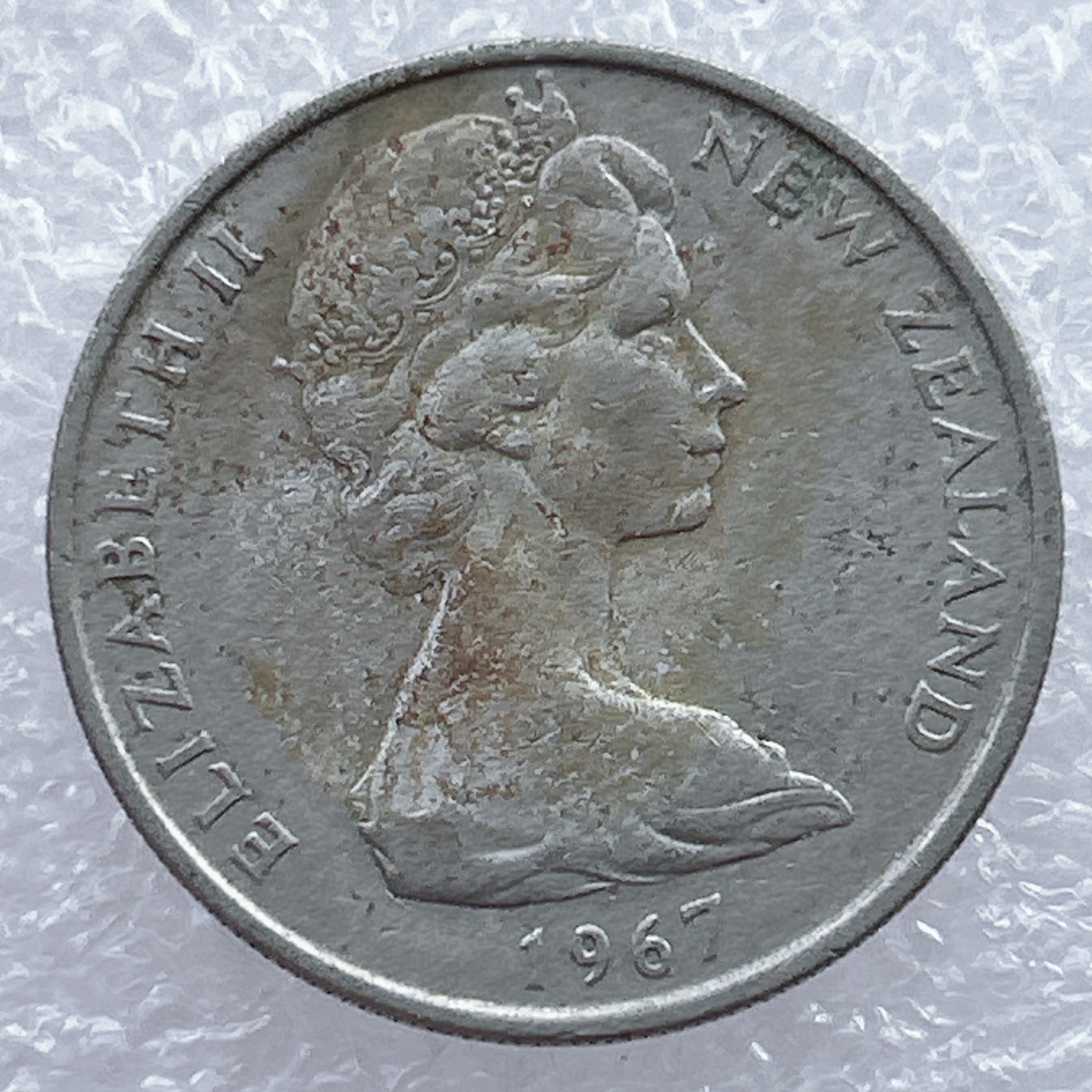 全场一元起拍 世界钱币散币场 第15期 新西兰1967年10分1先令双面值铜镍币，毛利人面具