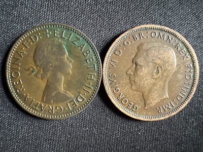 泡泡堂第376期 硬币专场 （无押金，捡漏，全场20包邮，偏远地区除外，接收代拍业务） - 伊二半便士两枚